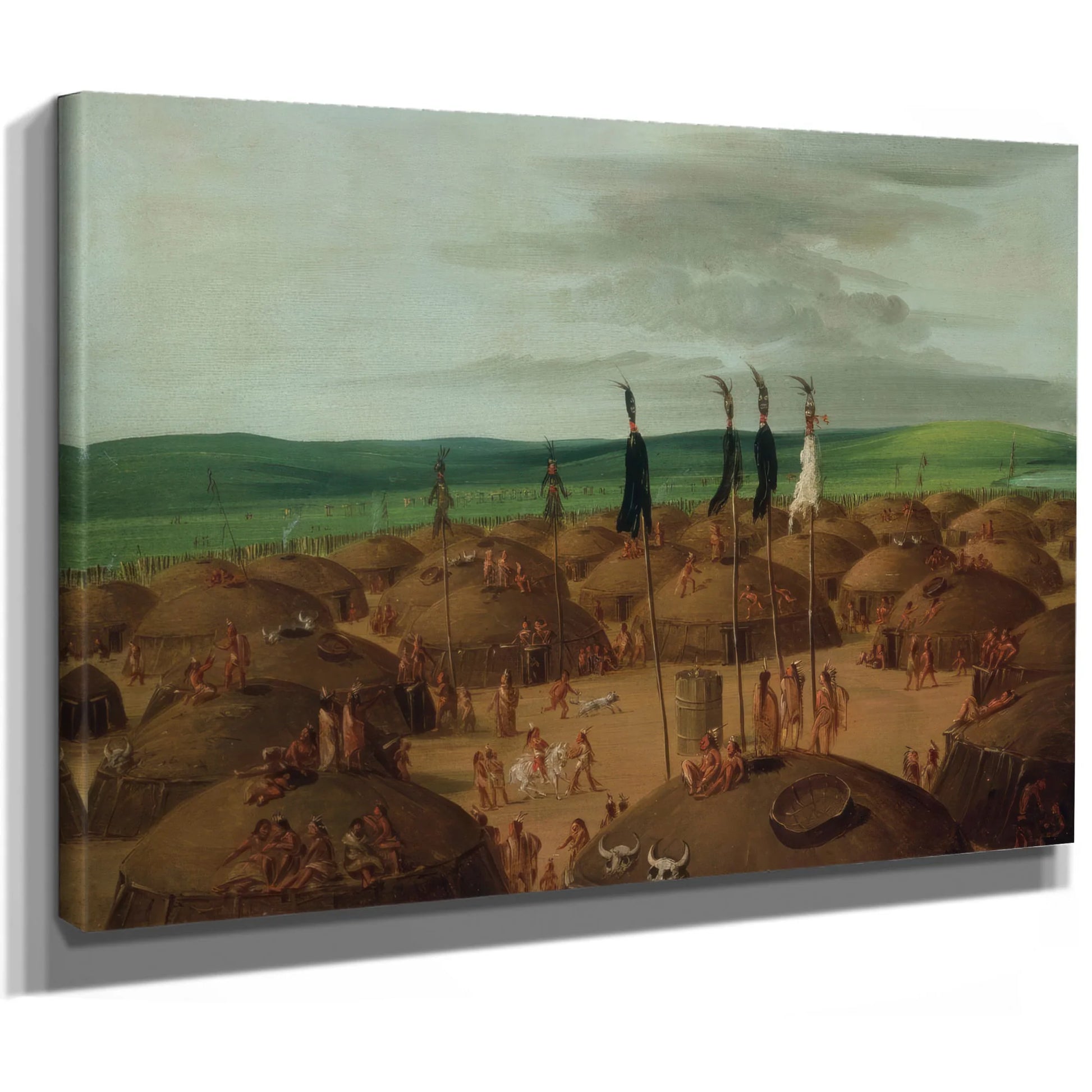 Bird's Eye View Of The Mandan Village, 1800 Miles Above St. Louis By George Catlin Fine Art Print