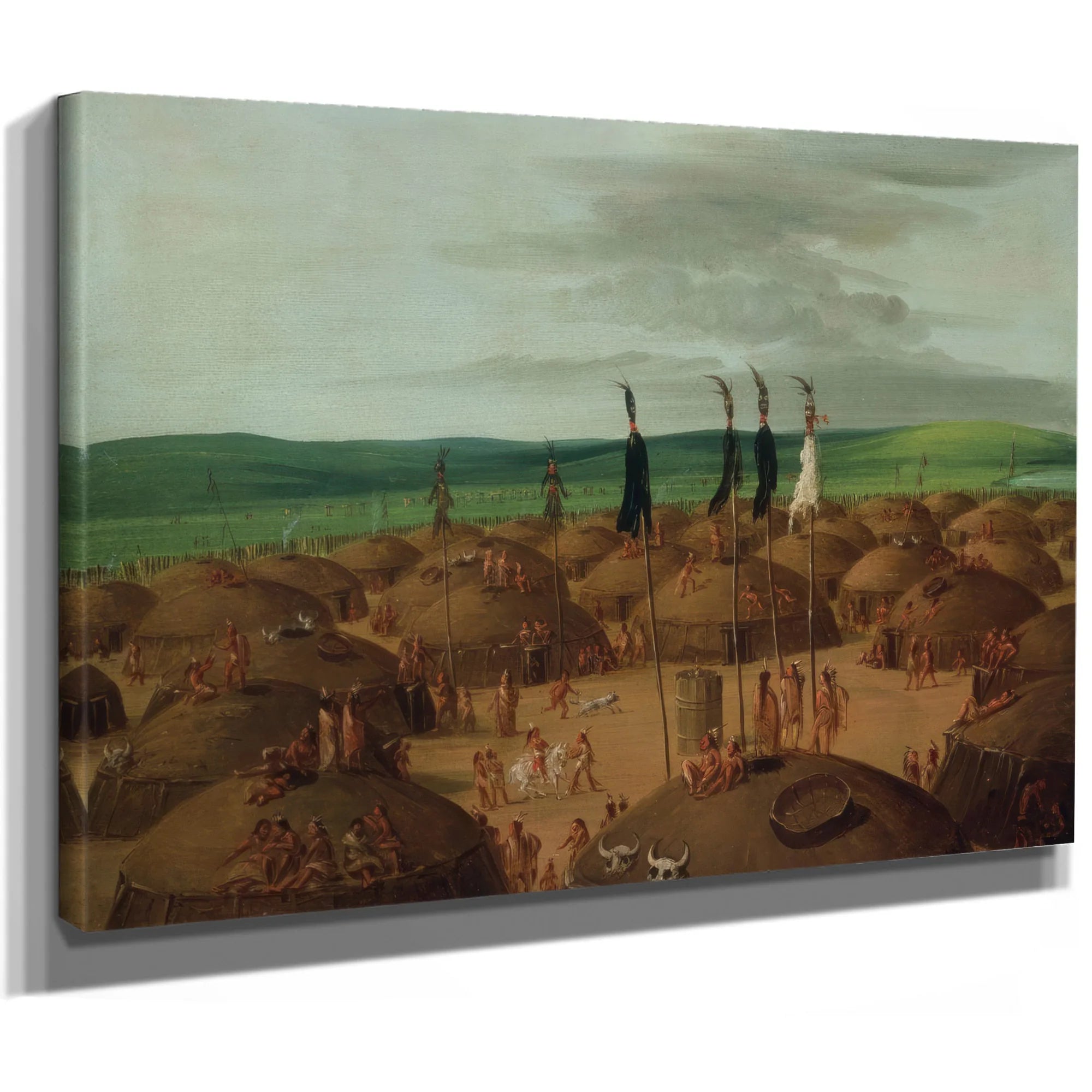 Bird's Eye View Of The Mandan Village, 1800 Miles Above St. Louis By George Catlin Fine Art Print