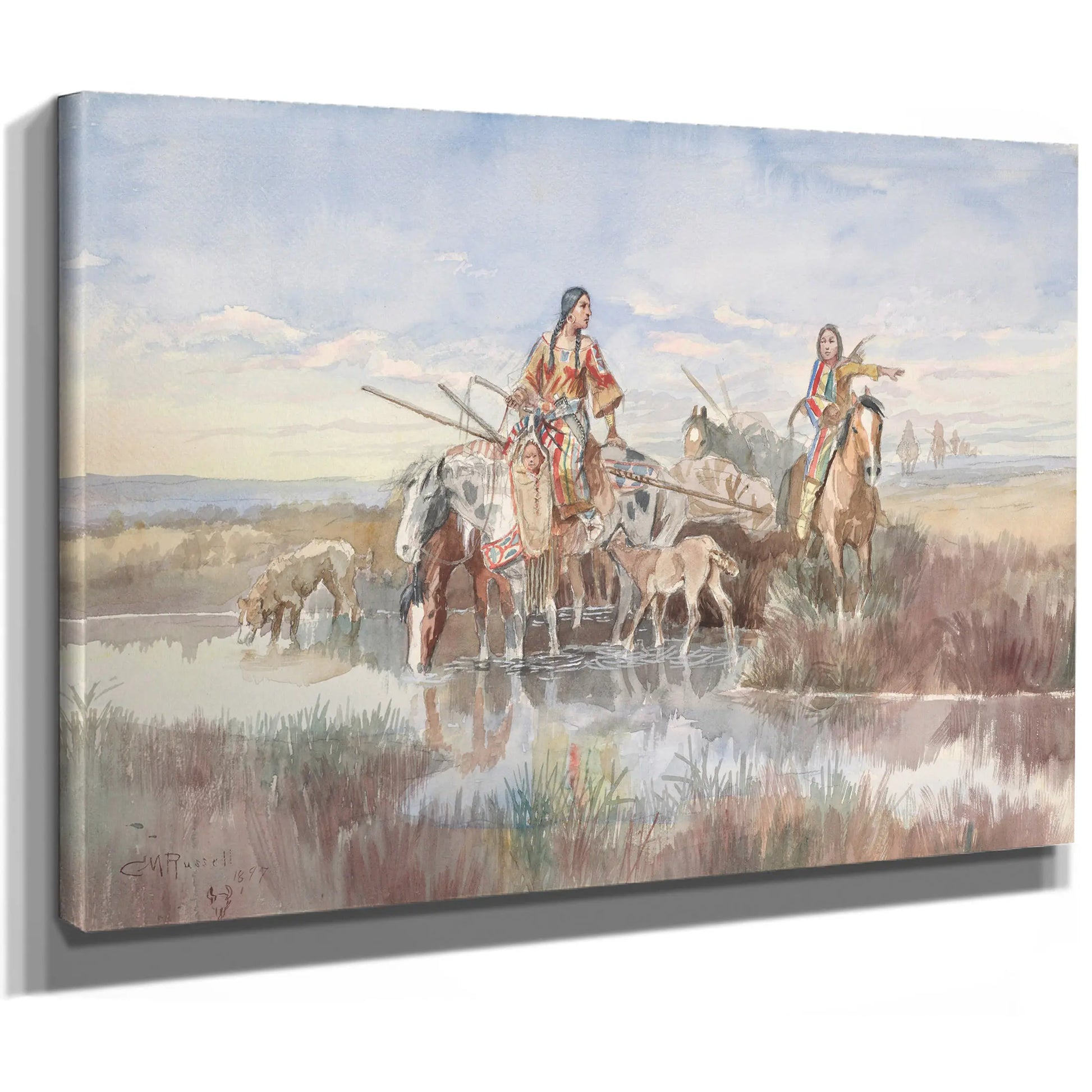 Indian Family With Travois by Charles Marion Russell