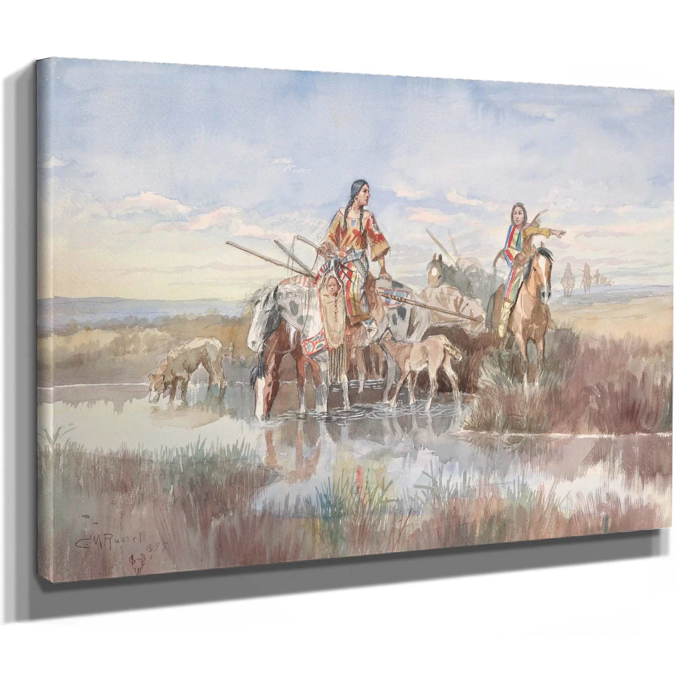 Indian Family With Travois by Charles Marion Russell
