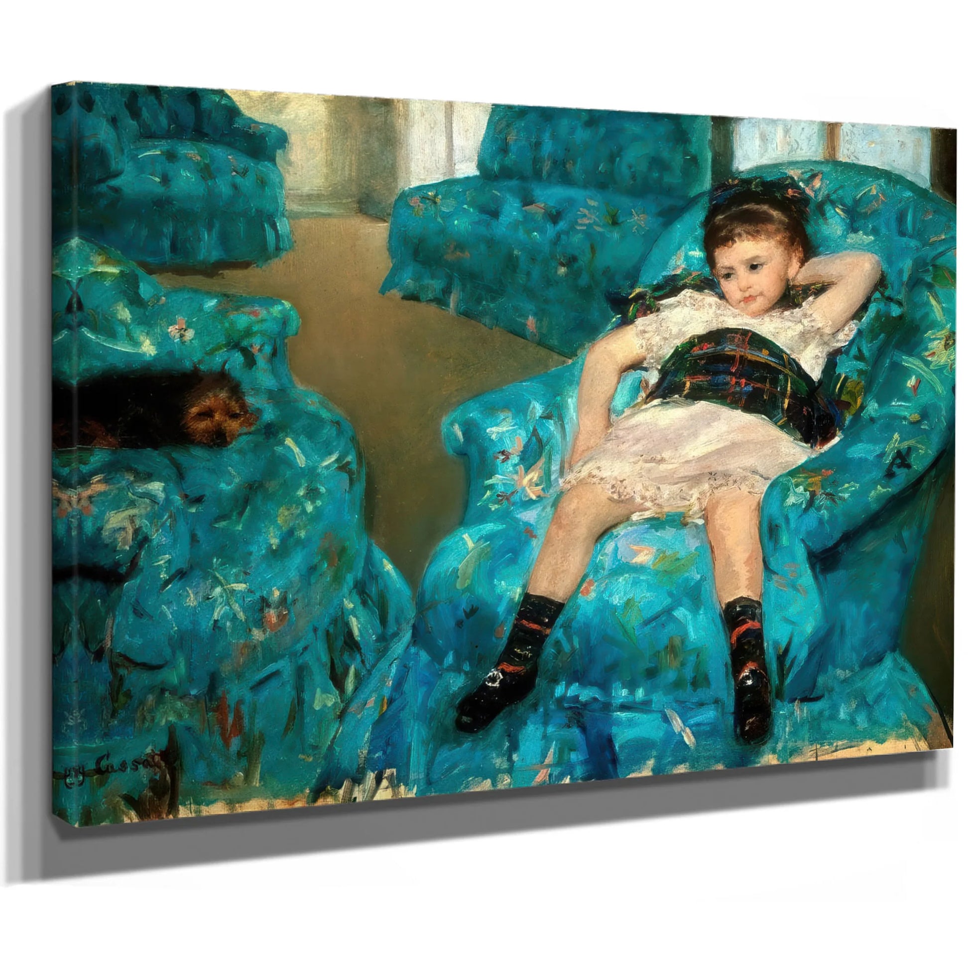 Little Girl In A Blue Armchair By Mary Cassatt Fine Art Print