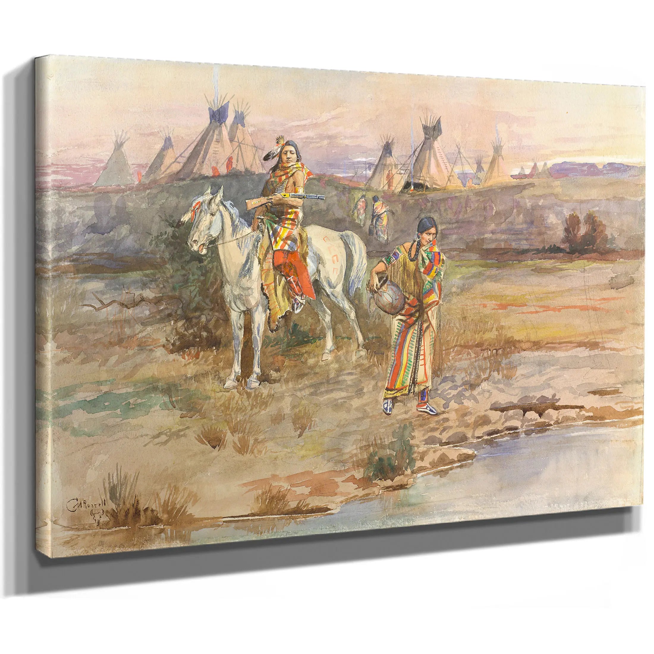 A Piegan Flirtation by Charles Marion Russell