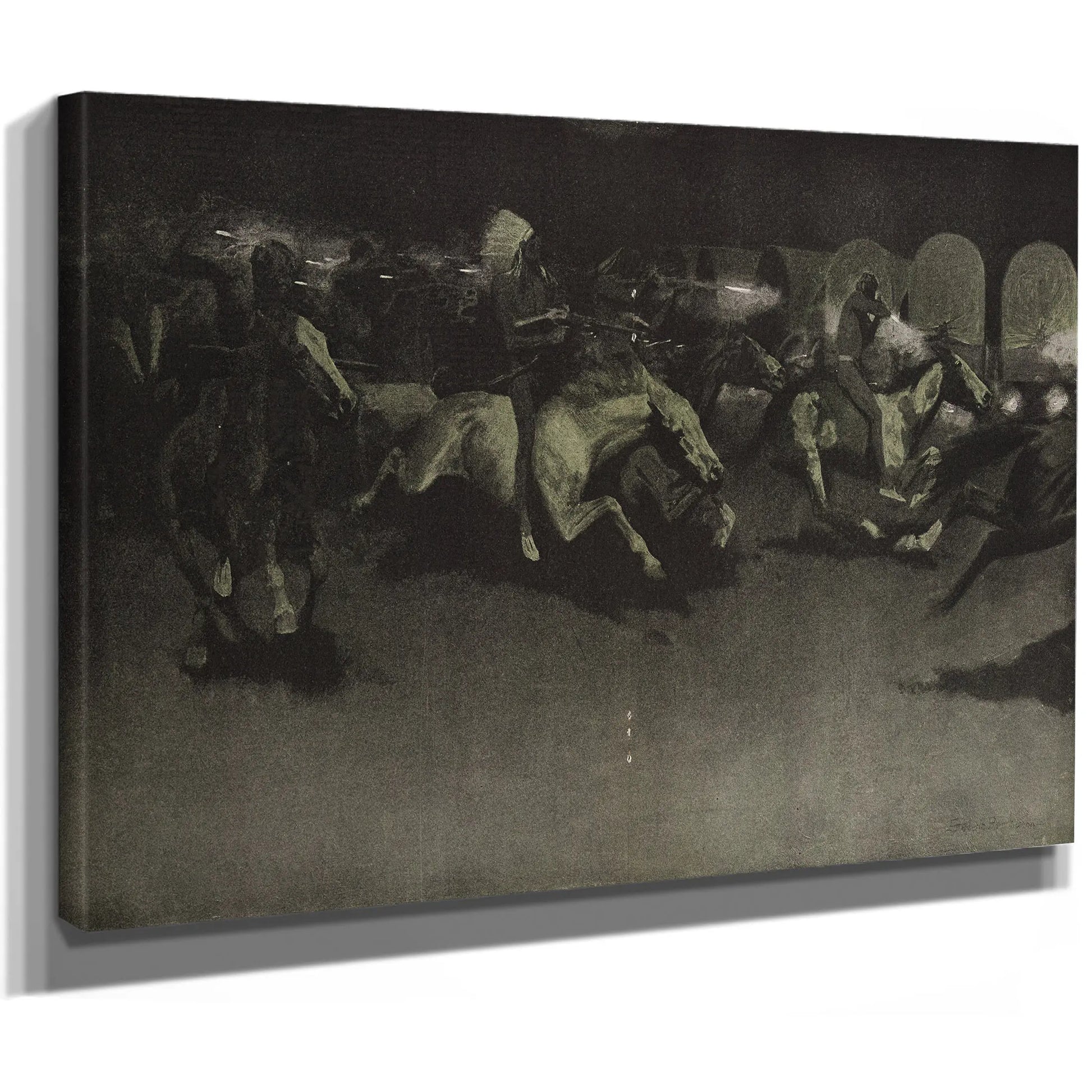 A Night Attack On A Government Wagon Train by Frederic Remington