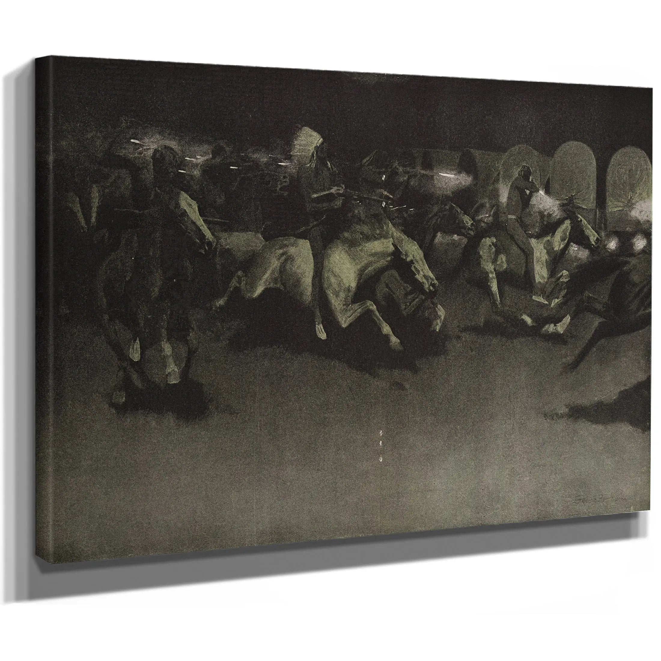 A Night Attack On A Government Wagon Train by Frederic Remington