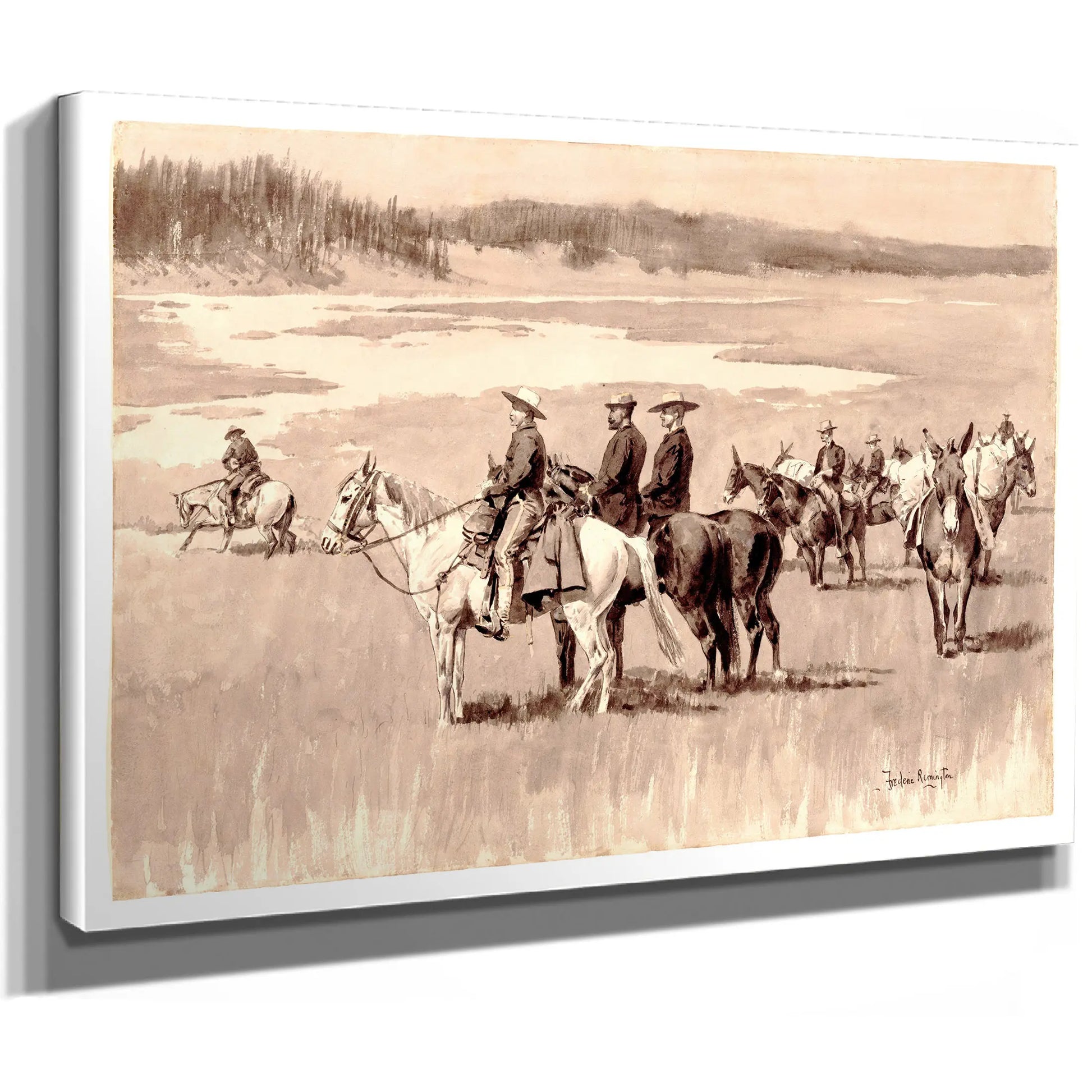 On The Head Waters Burgess Finding A Ford By Frederic Remington  by Frederic Remington