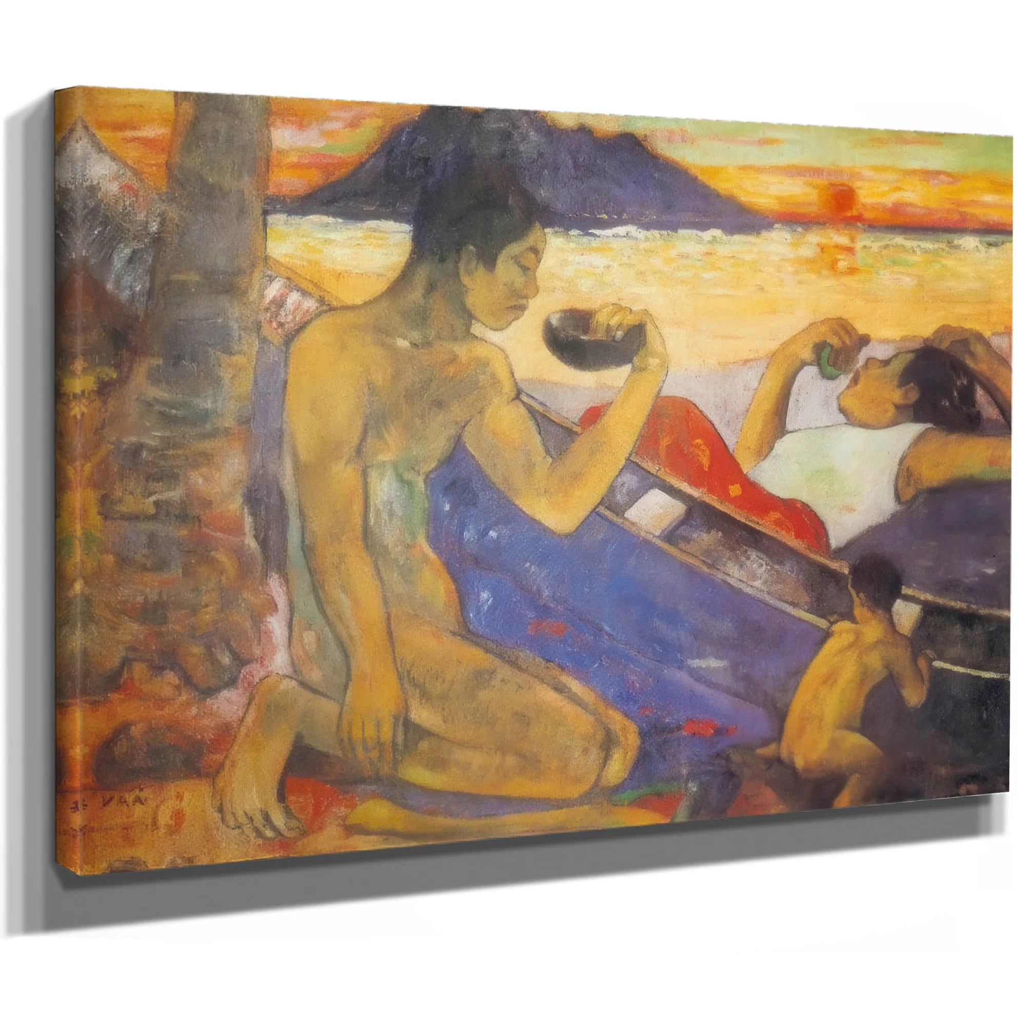 Te Vaa ( The Canoe) Or A Thahitian Family By Paul Gauguin Fine Art Print