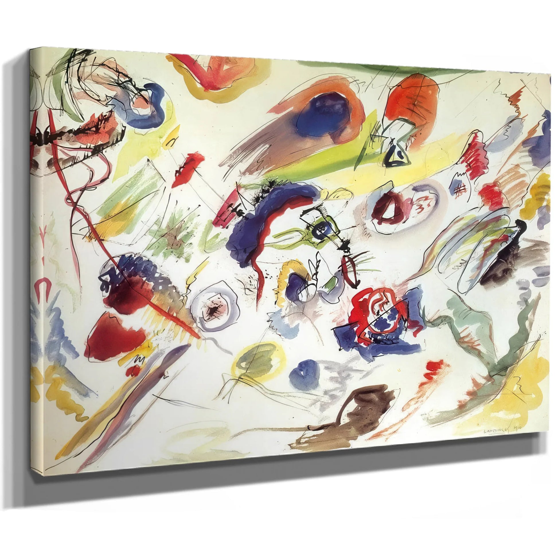 Untitle ( First Abstract Watercolour) 1910 By Wassily Kandinsky Fine Art Print