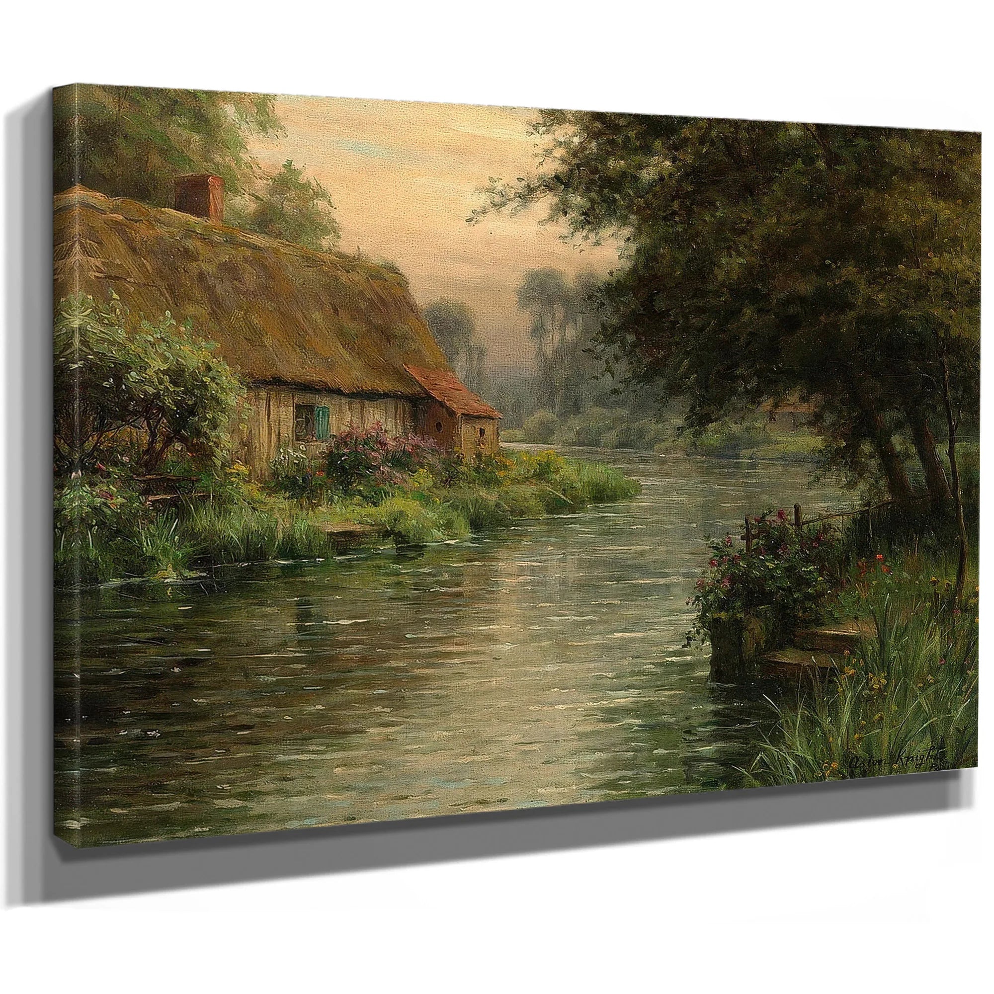 Cottage Along The River By Louis Aston Knight Fine Art Print