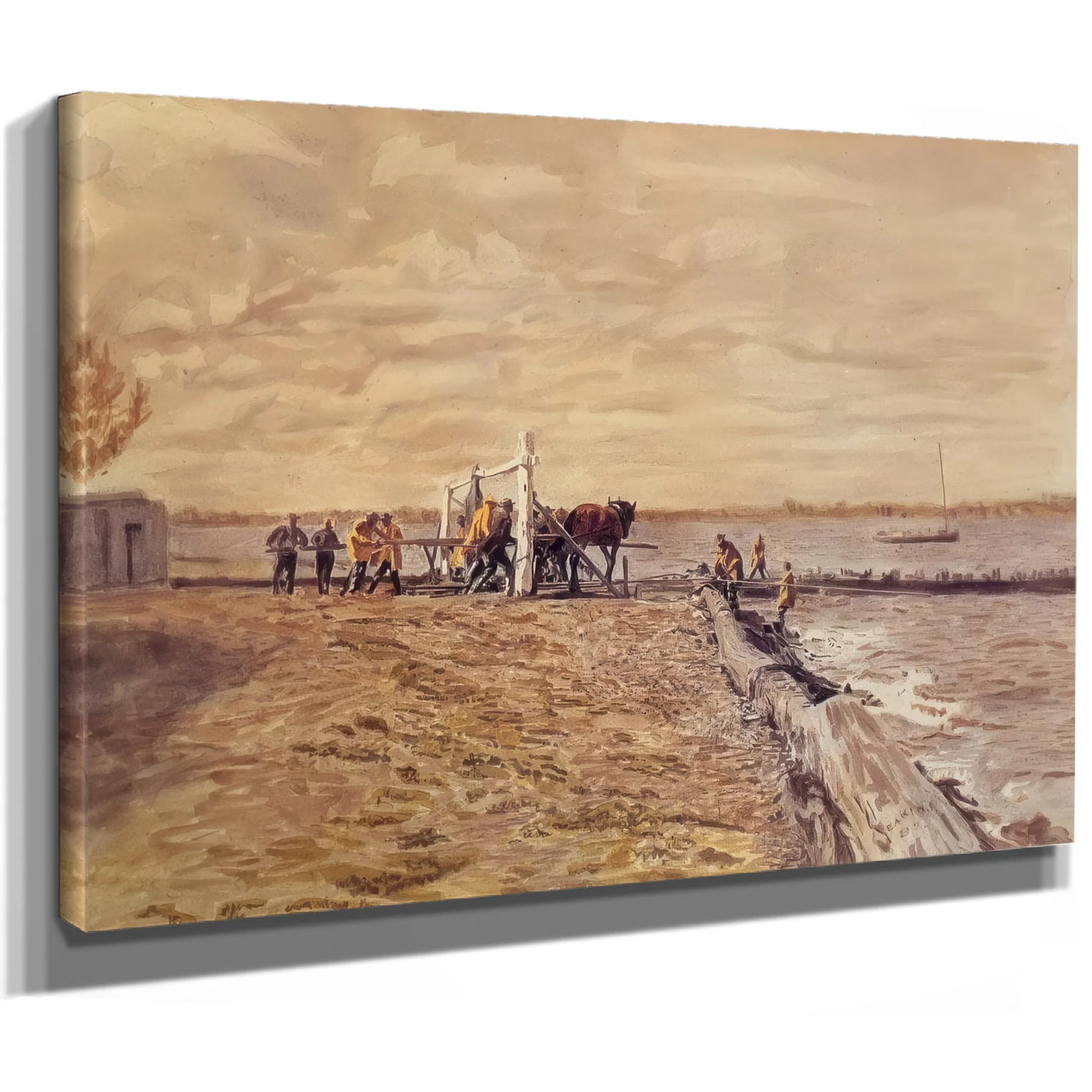 Drawing The Seine By Thomas Eakins Fine Art Print