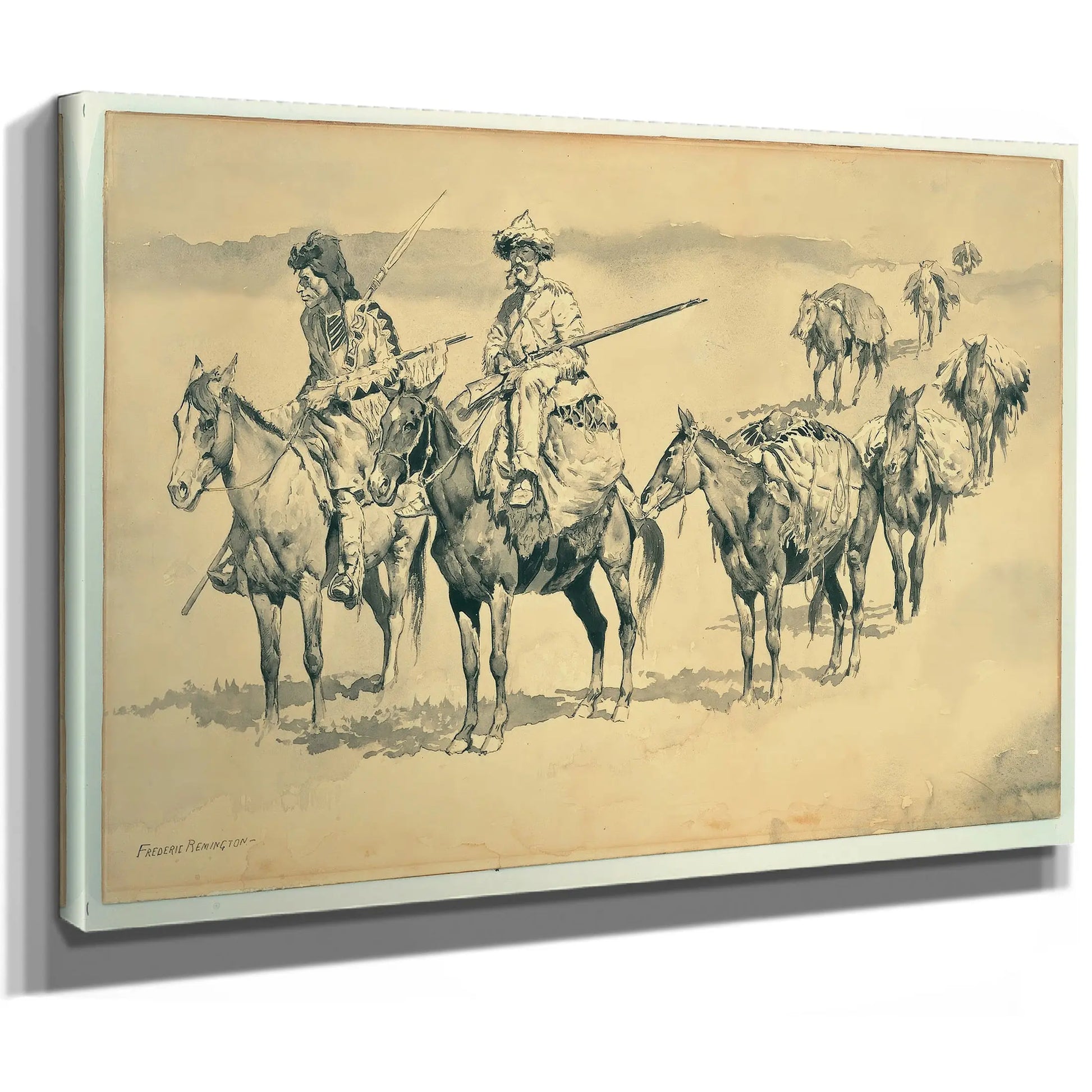 Buffalo Meat For The Post  by Frederic Remington