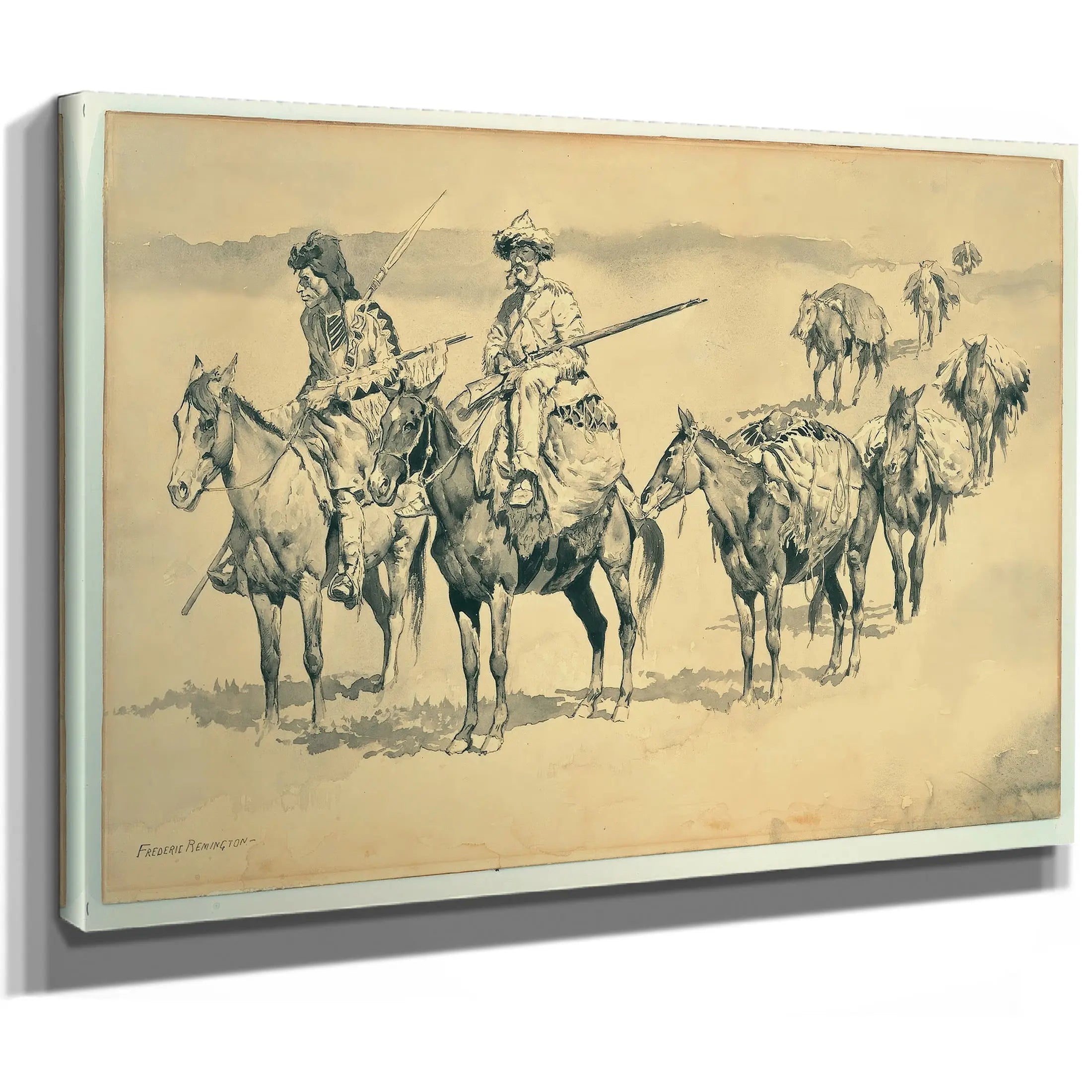 Buffalo Meat For The Post  by Frederic Remington