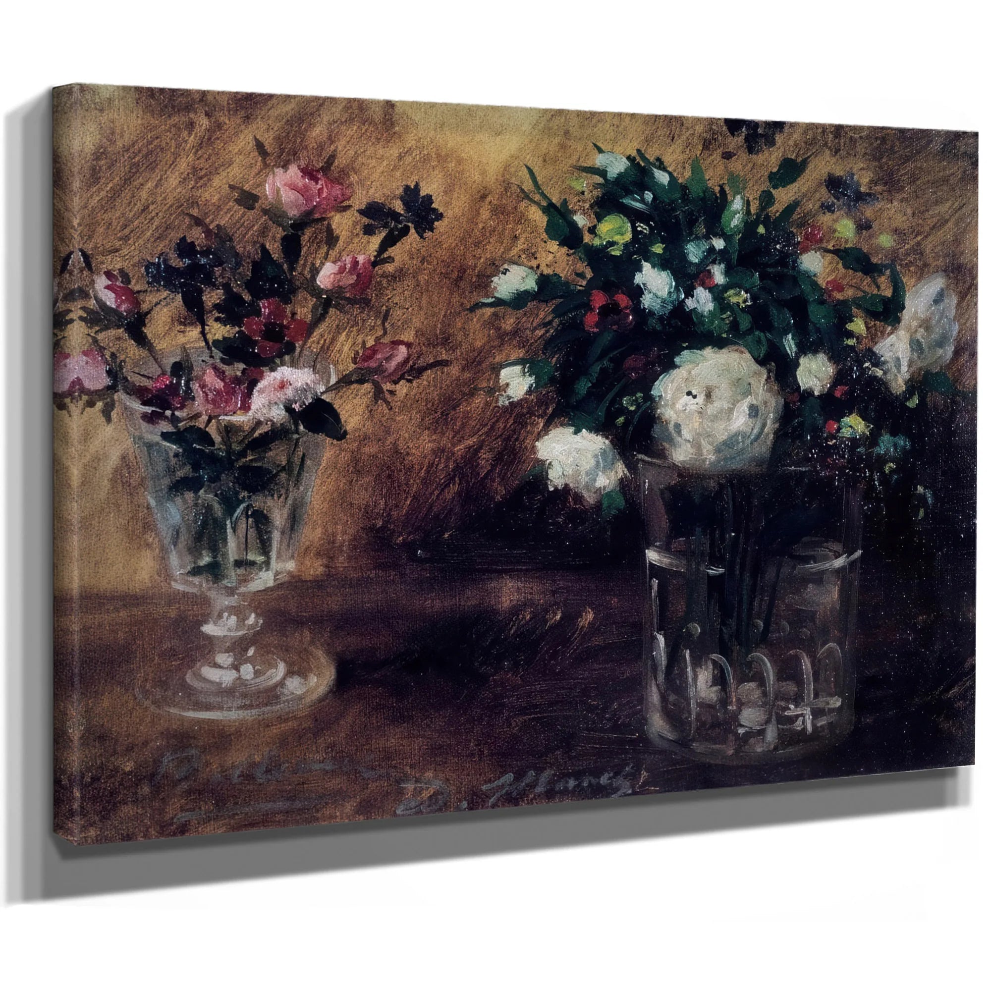 Flowers In Two Glasses By Edouard Manet Fine Art Print