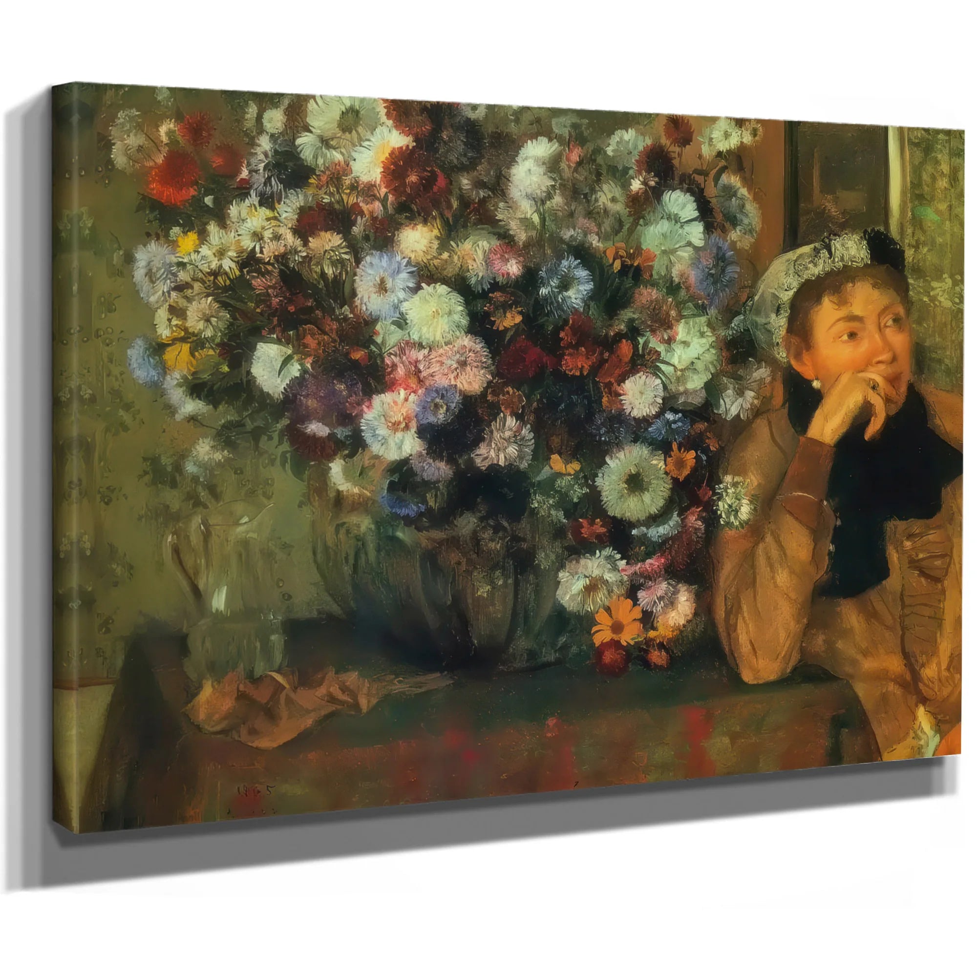 Woman With Chrysanthemums By Edgar Degas Fine Art Print