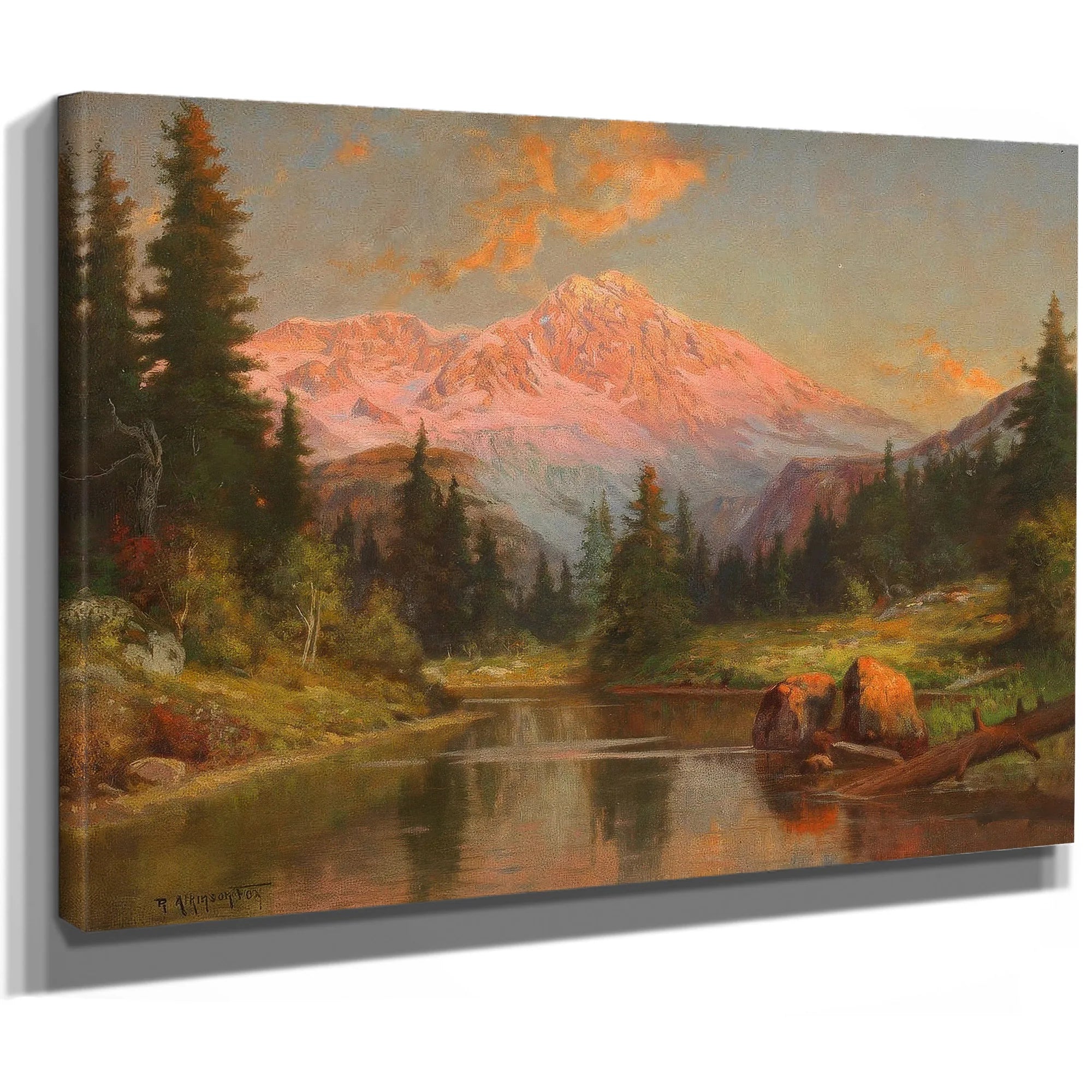 Alpine River Scene At Sunset By Robert Atkinson Fox Fine Art Print