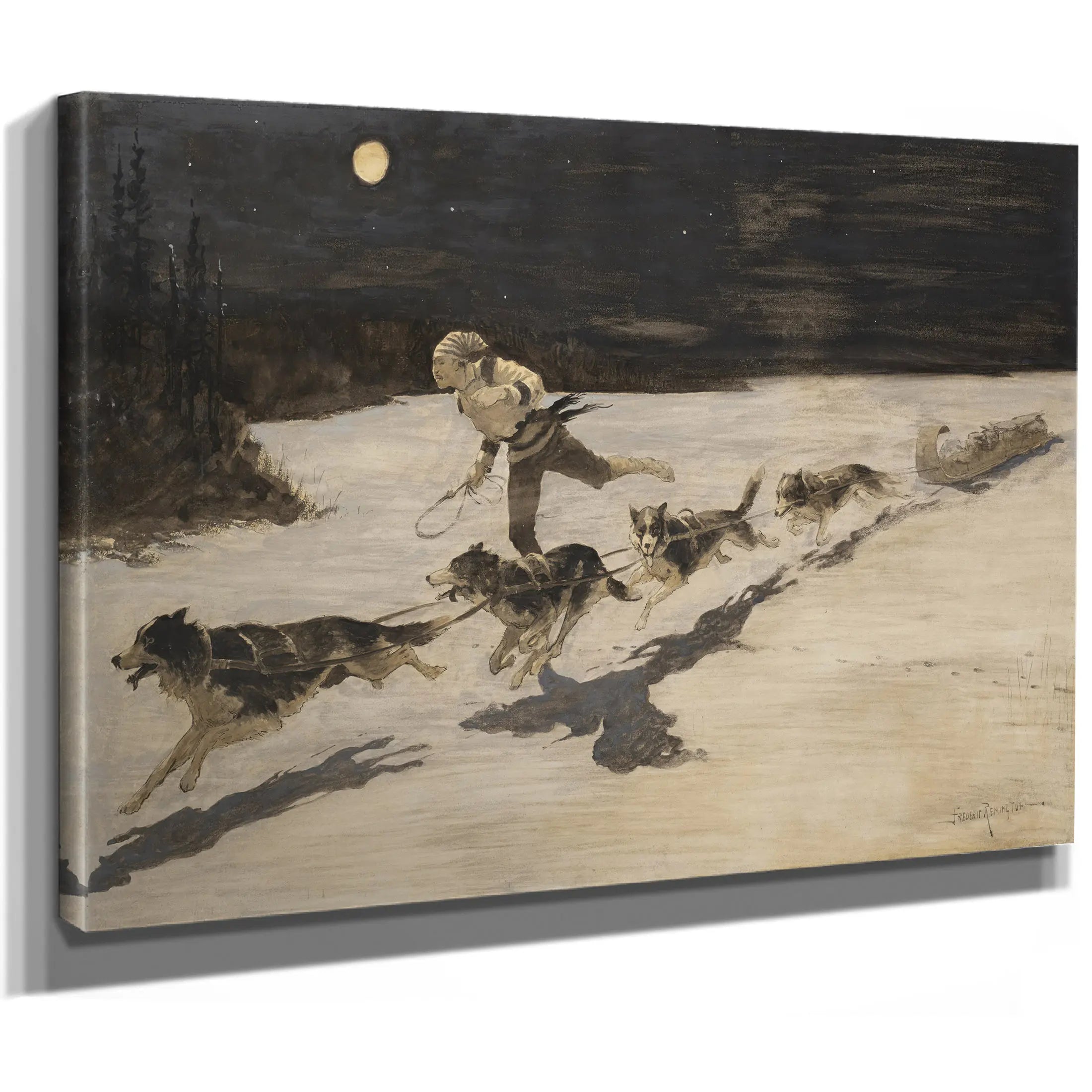 Frederic Remington Huskie Dogs On The Frozen Highway  by Frederic Remington