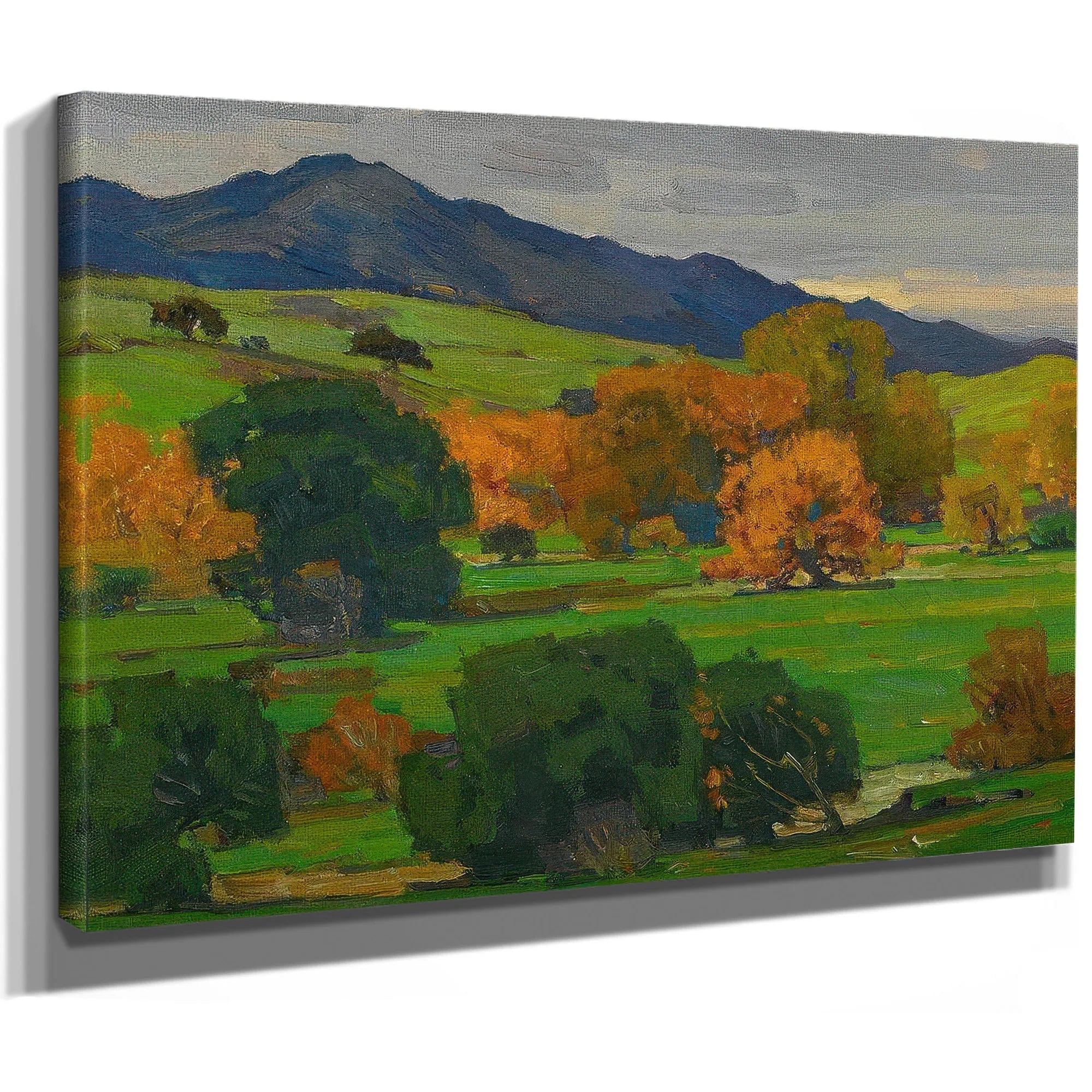 California Landscape Depicting Autumn Oaks On A Rolling Hillside With Mountains Beyond 1924 By William Wendt Fine Art Print