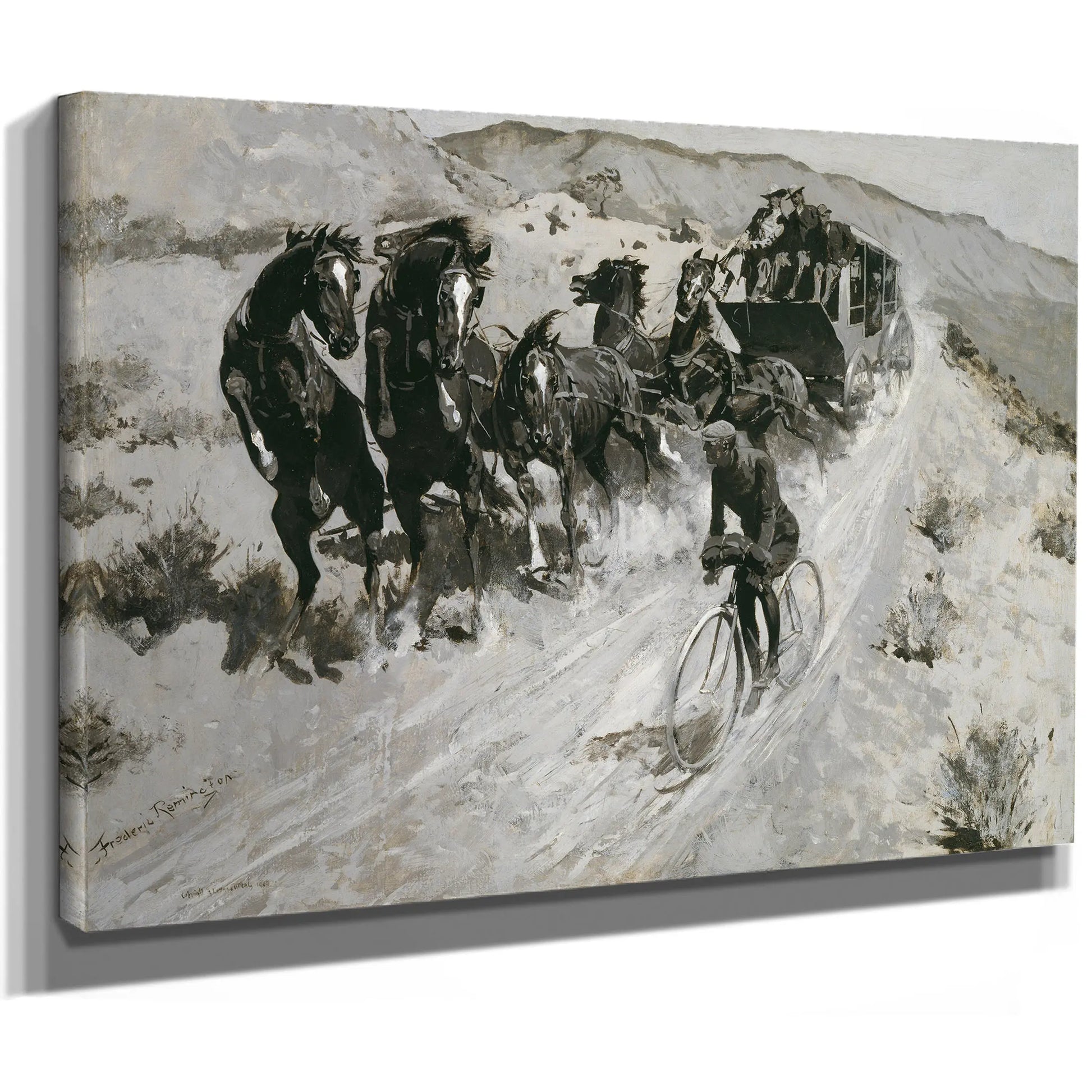 The Right Of The Road A Hazardous Encounter On A Rocky Mountain Trail by Frederic Remington