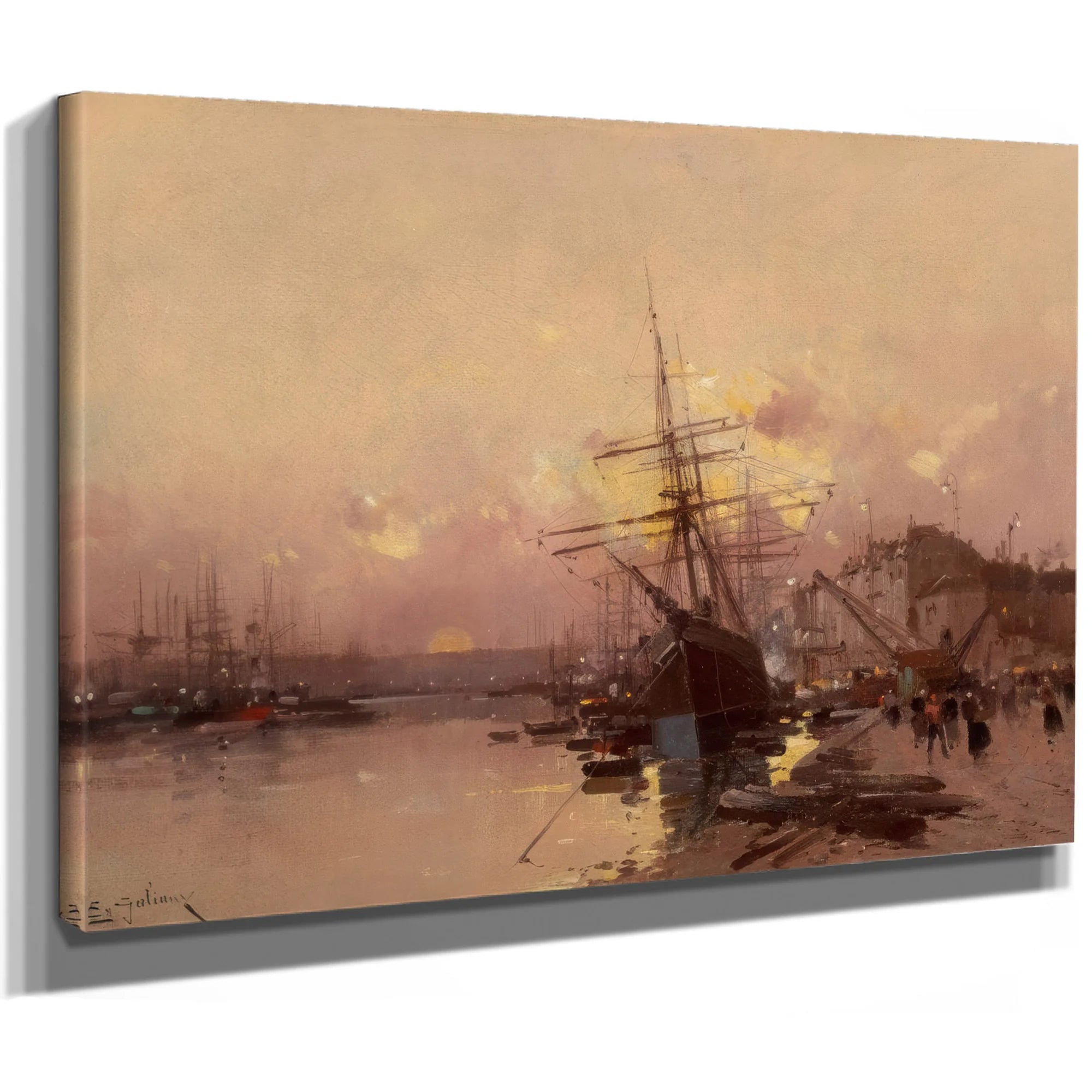 Port Breton Au Crepuscule By Eugene Galien Laloue Fine Art Print