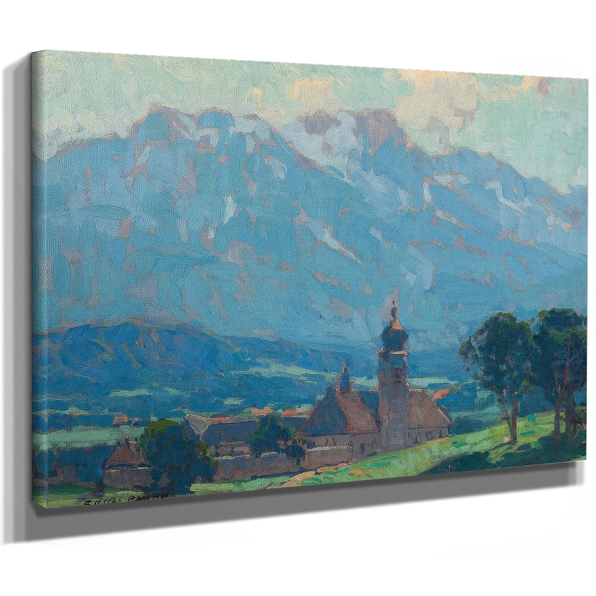 Swiss Village Scene By Edgar Payne Fine Art Print