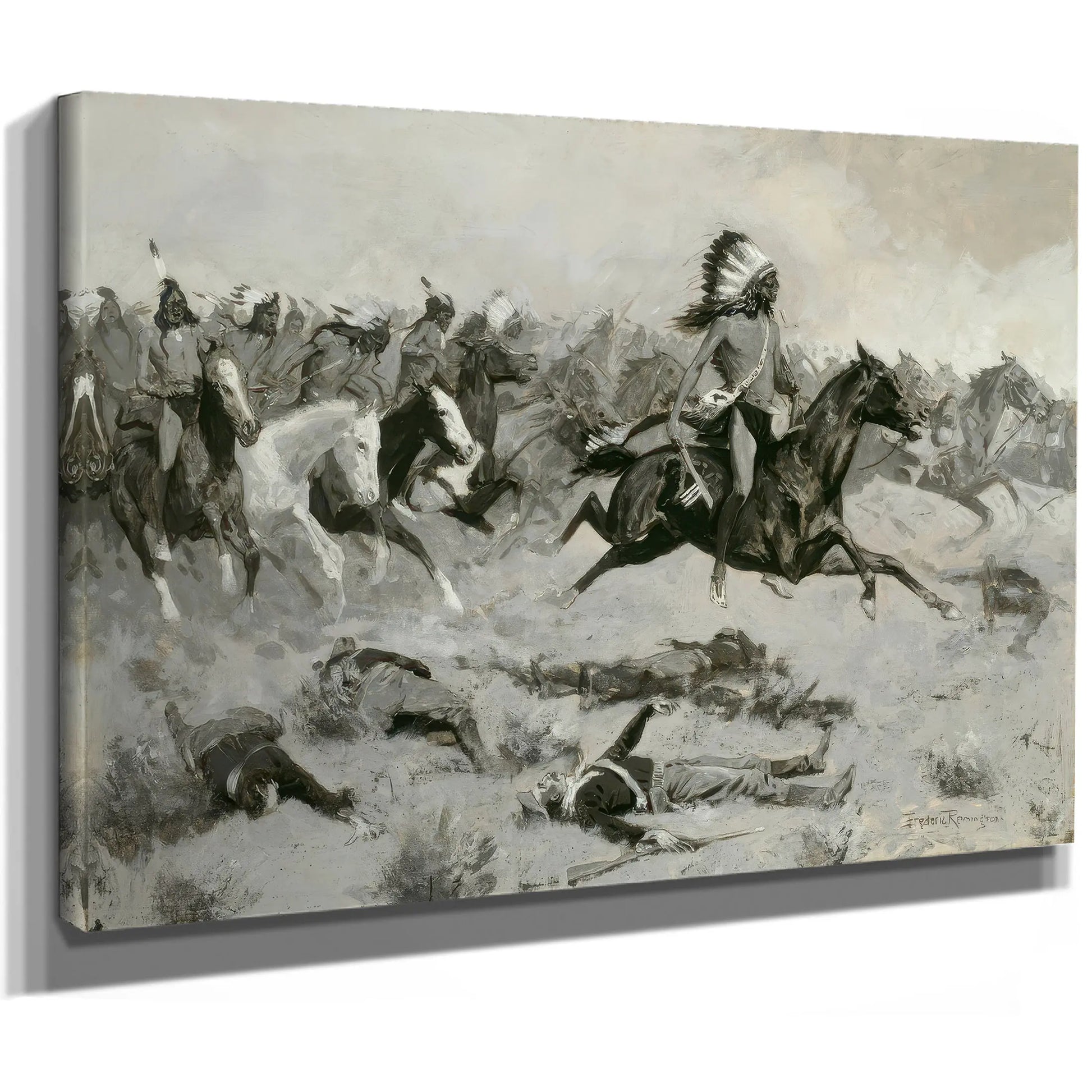 Rushing Red Lodges Passed Through The Line by Frederic Remington