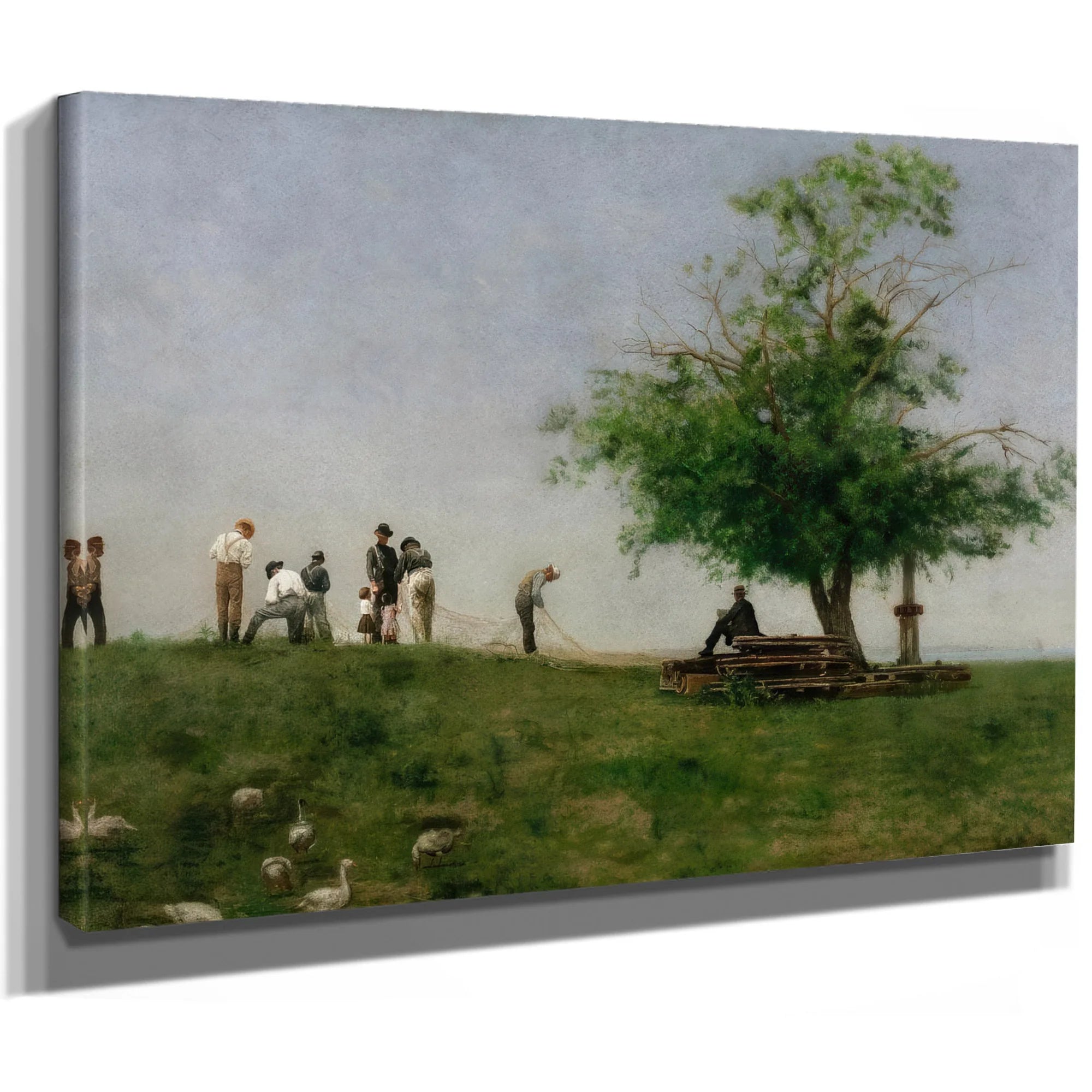 Mending The Net By Thomas Eakins Fine Art Print