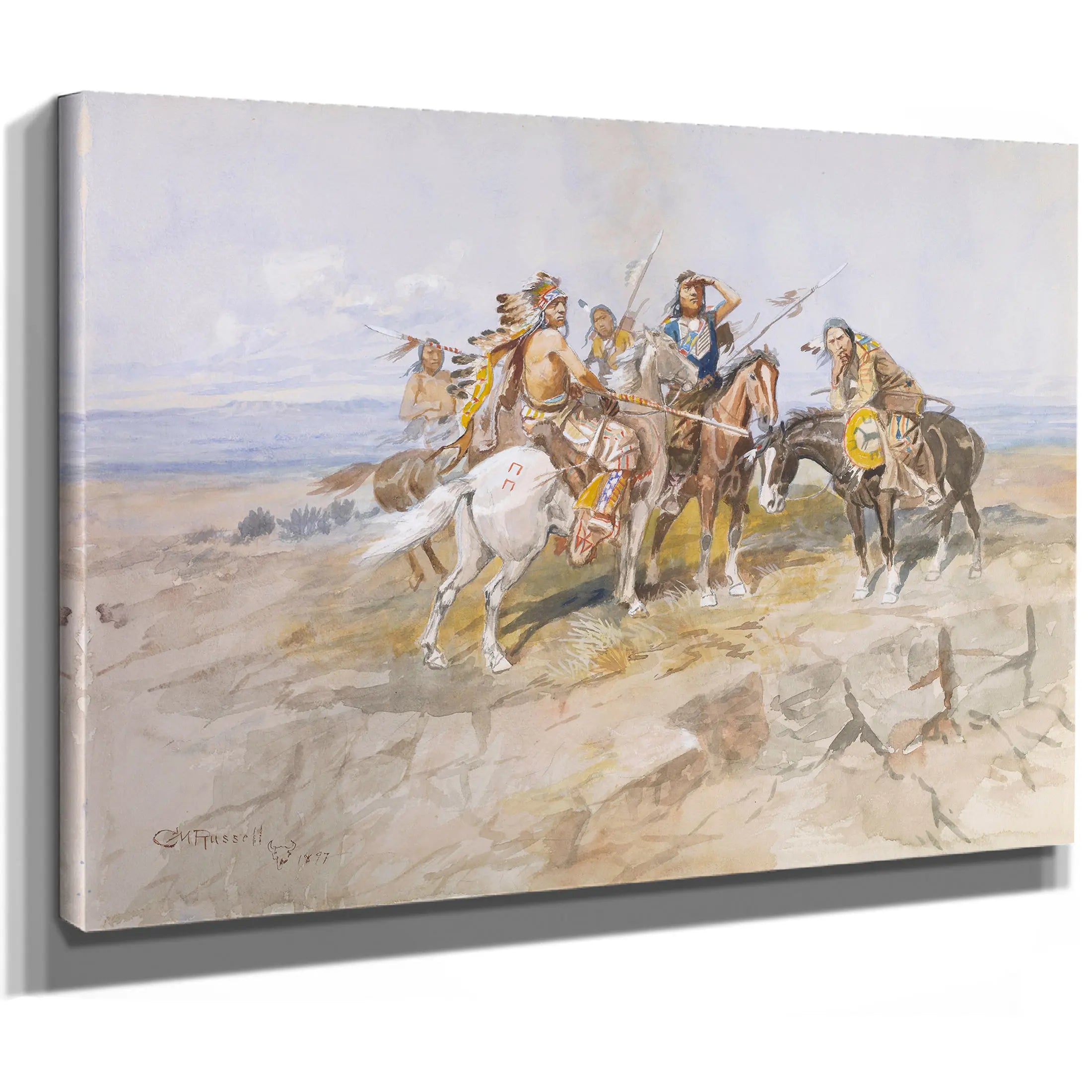 Approach Of The White Men by Charles Marion Russell