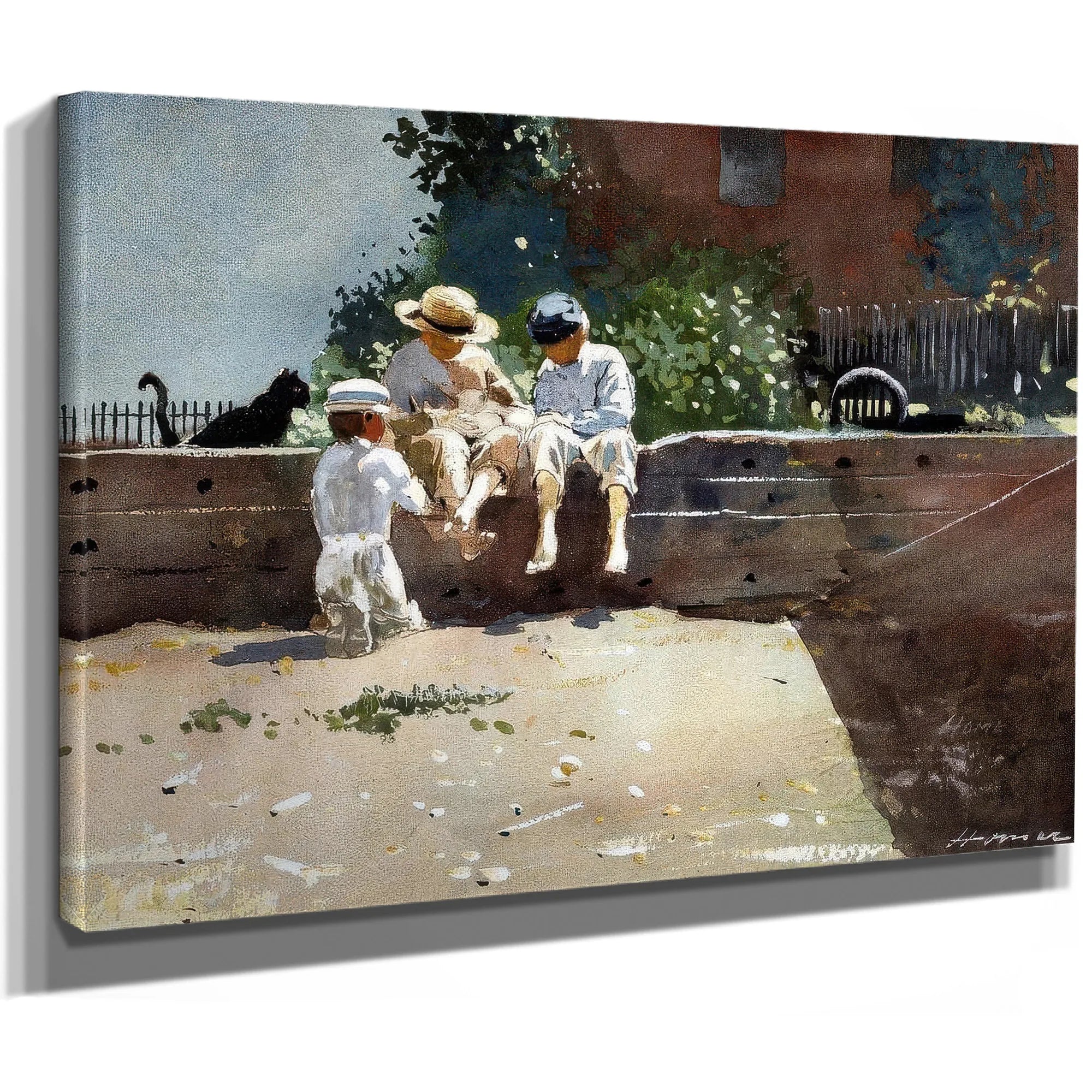 Boys And Kitten By Winslow Homer Fine Art Print