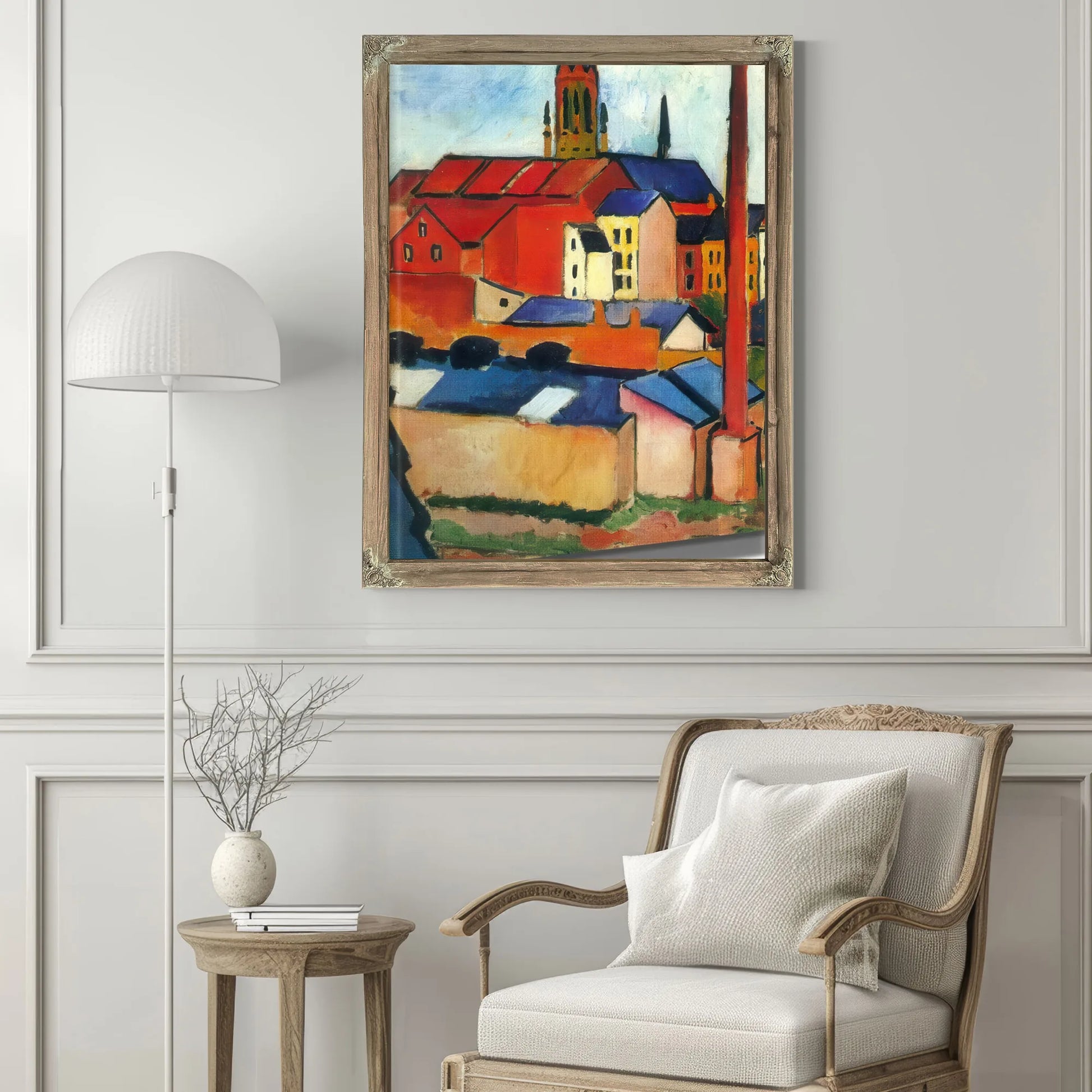 The Church Of St Mary With Houses And A Chimney By August Macke Fine Art Print