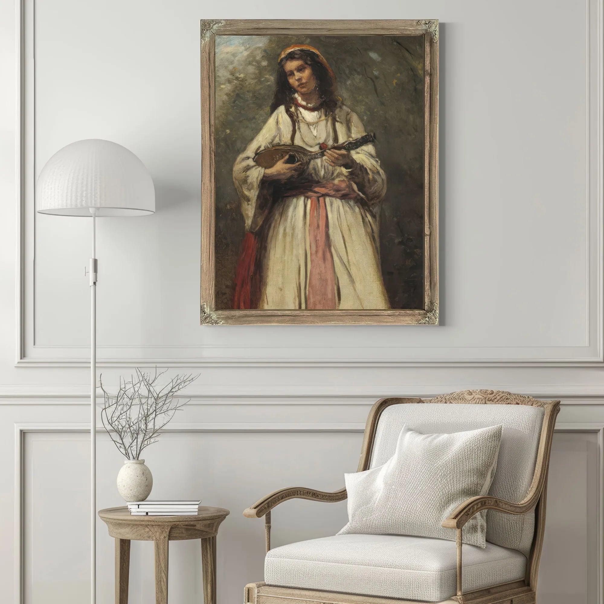 Gypsy Girl With Mandolin By Jean Baptiste Camille Corot Fine Art Print
