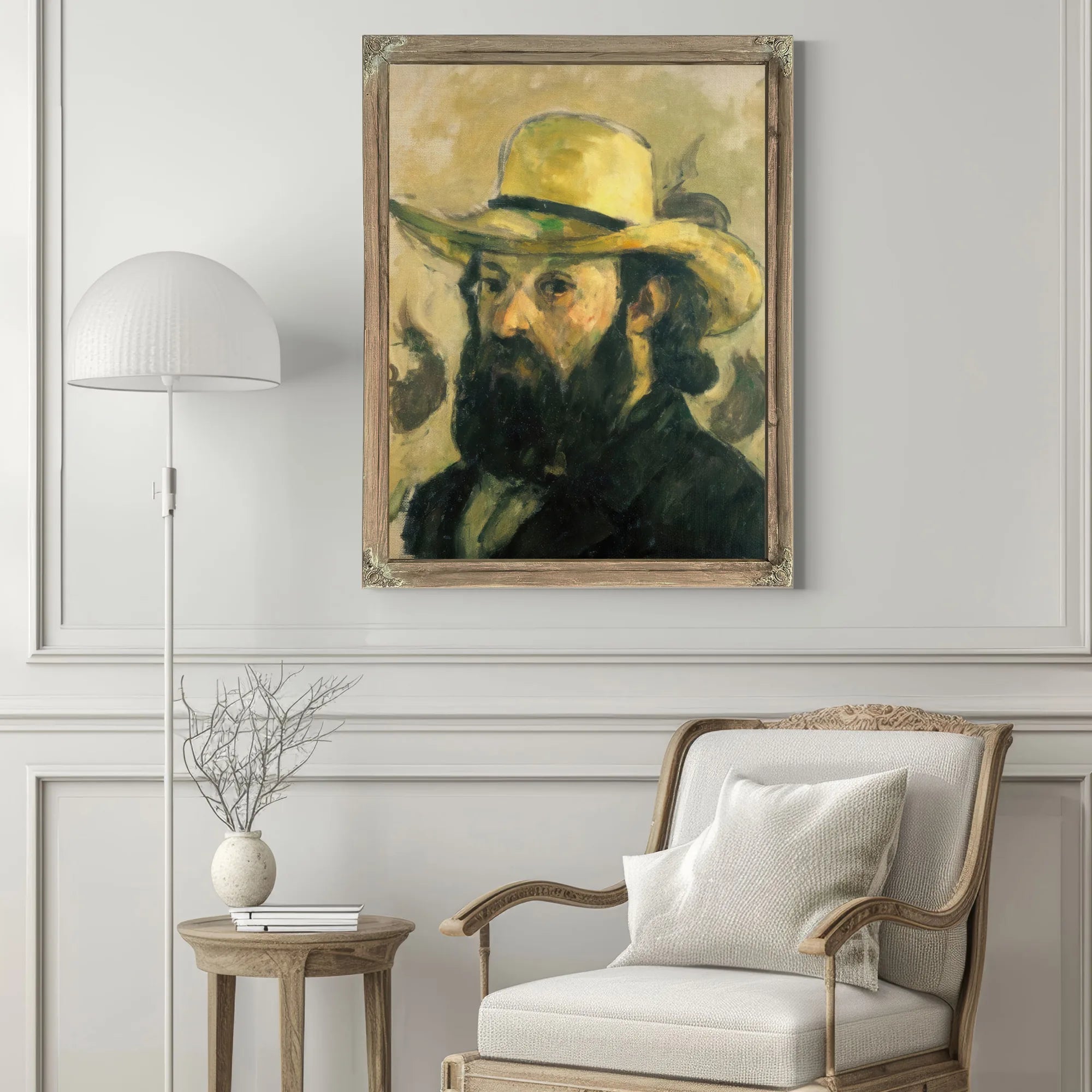 Self Portrait In A Straw Hat By Paul Cezanne Fine Art Print