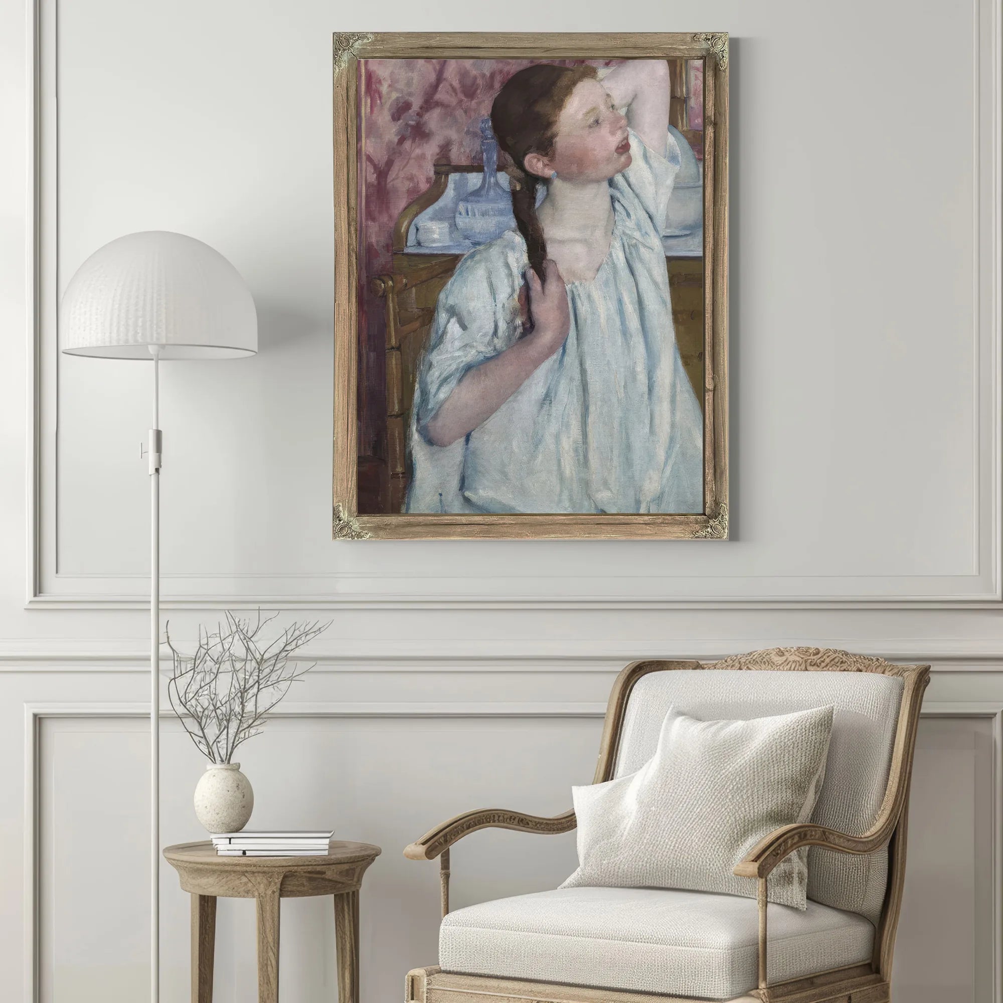 Girl Arranging Her Hair By Mary Cassatt Fine Art Print