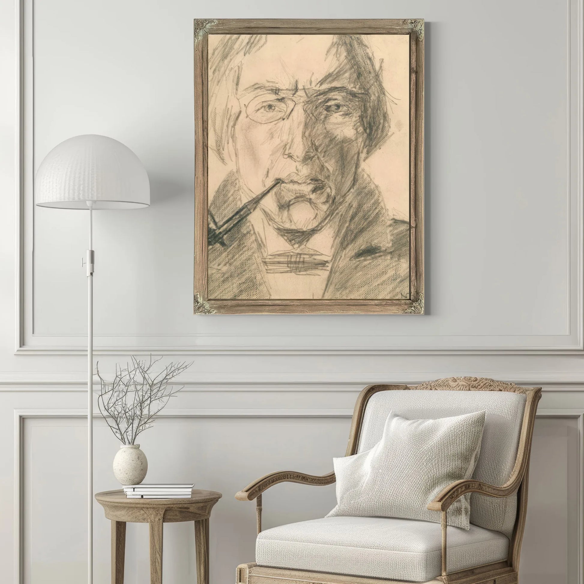Self Portrait With Pipe By Nicolai Astrup Fine Art Print