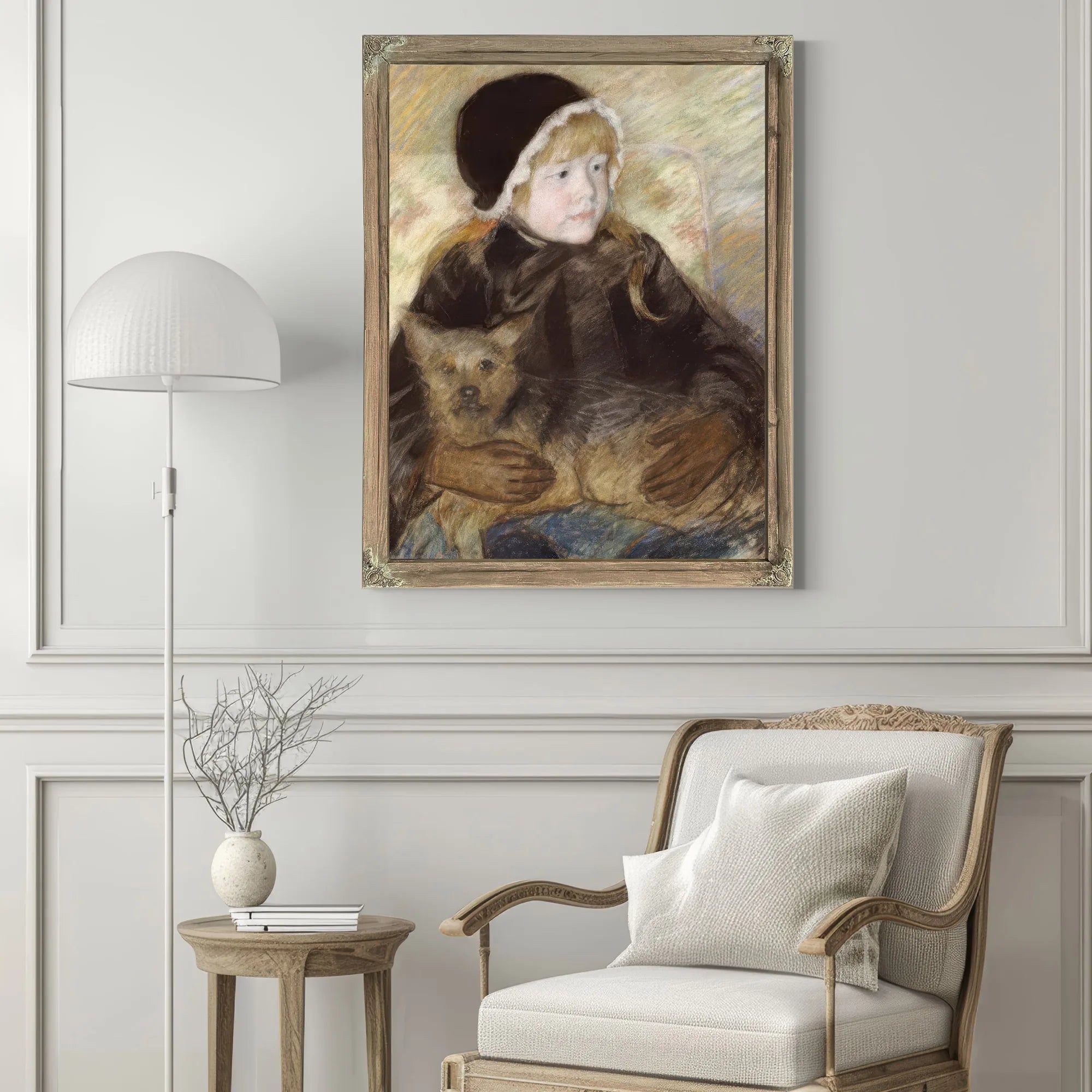 Elsie Cassat Holding A Big Dog By Mary Cassatt Fine Art Print
