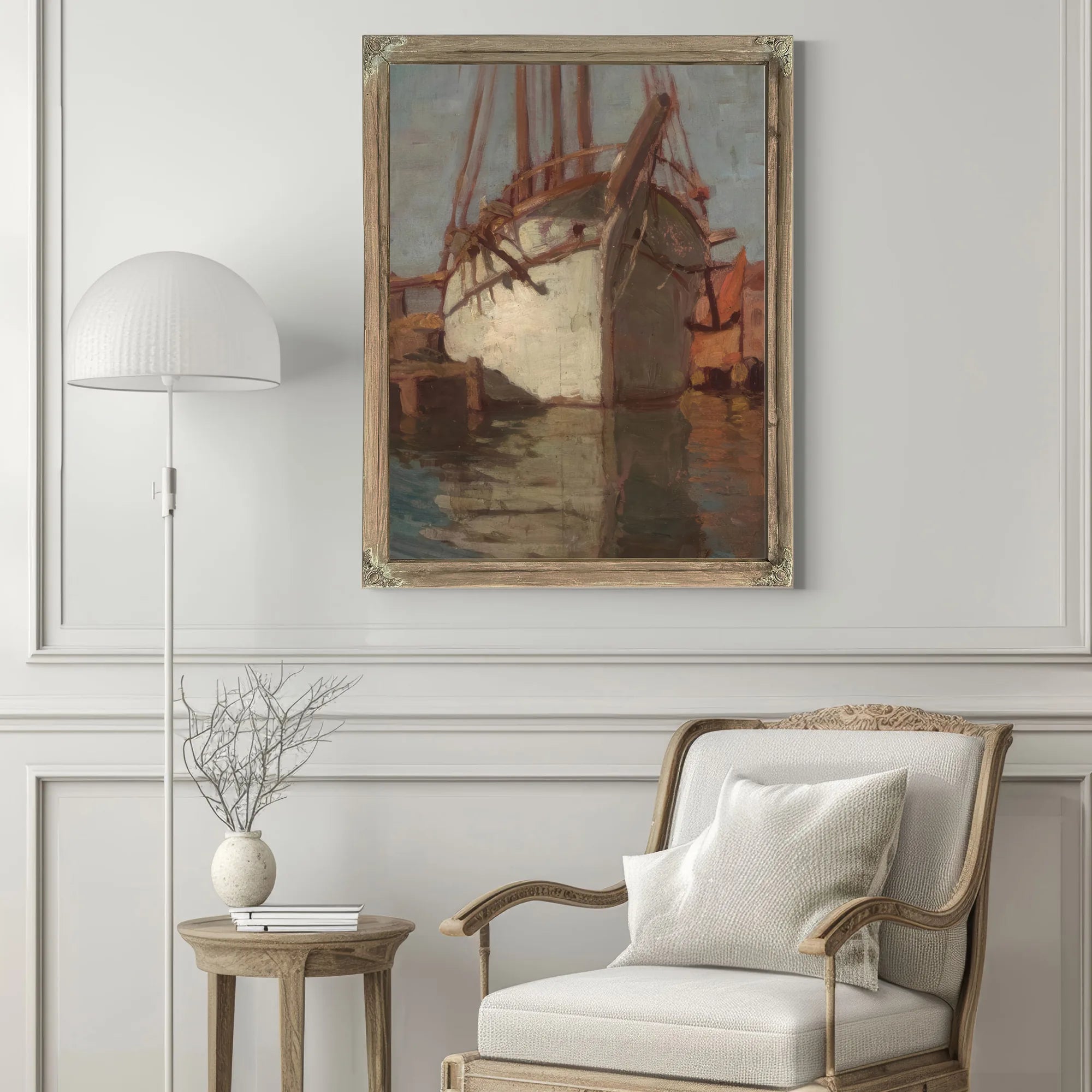 White Sailboat; Sails Descending At Chioggia (Double Sided) By Edgar Payne Fine Art Print