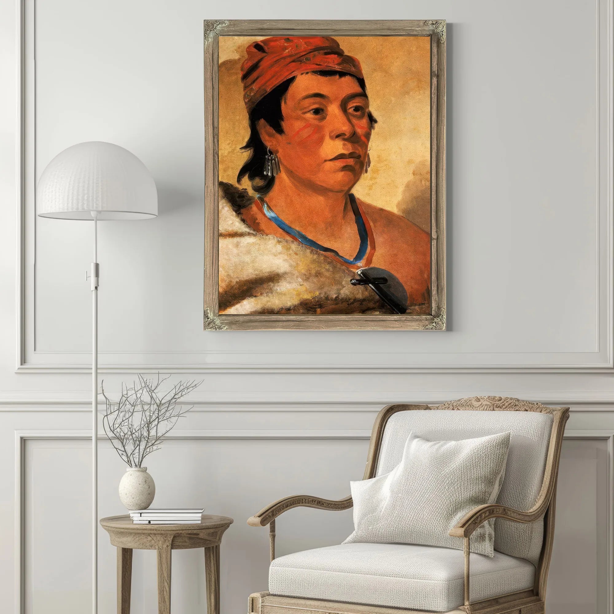 Round Island, A Warrior By George Catlin Fine Art Print