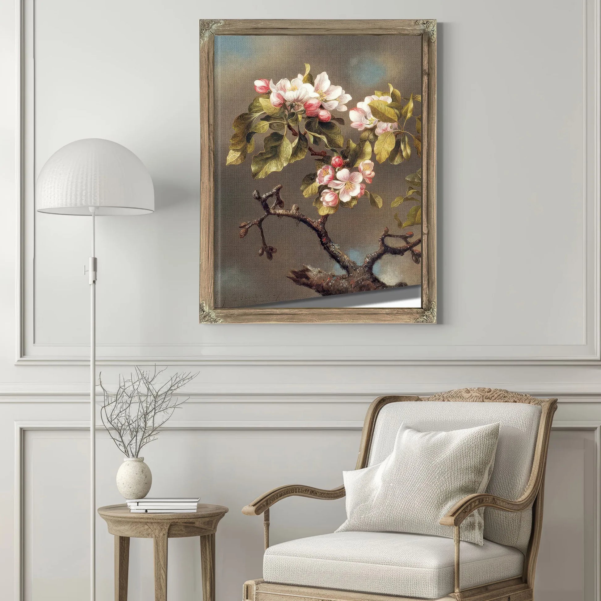 Branch Of Apple Blossoms Against A Cloudy Sky By Martin Johnson Heade Fine Art Print