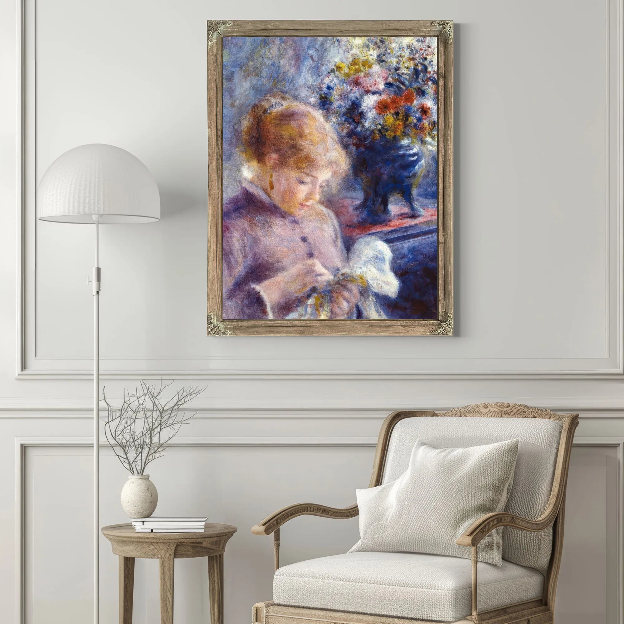 Young Woman Sewing By Pierre August Renoir Fine Art Print