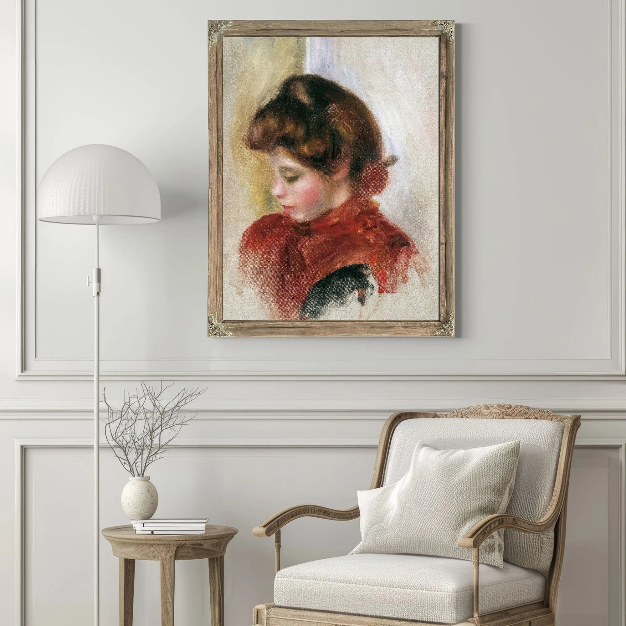 Girl In A Red Scarf By Pierre August Renoir Fine Art Print