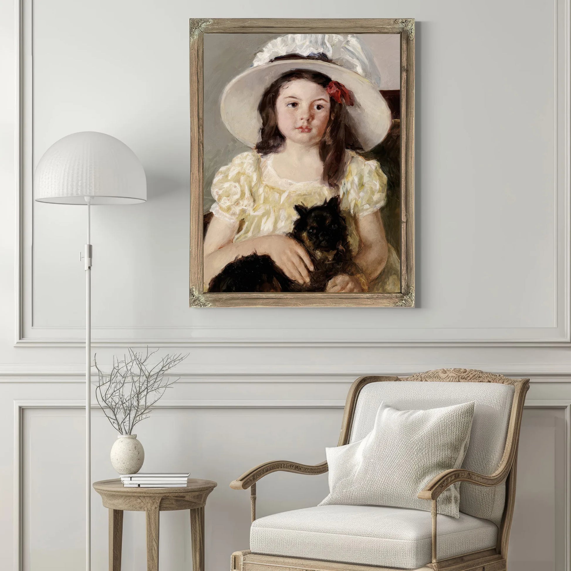 Francoise Holding A Little Black Dog By Mary Cassatt Fine Art Print