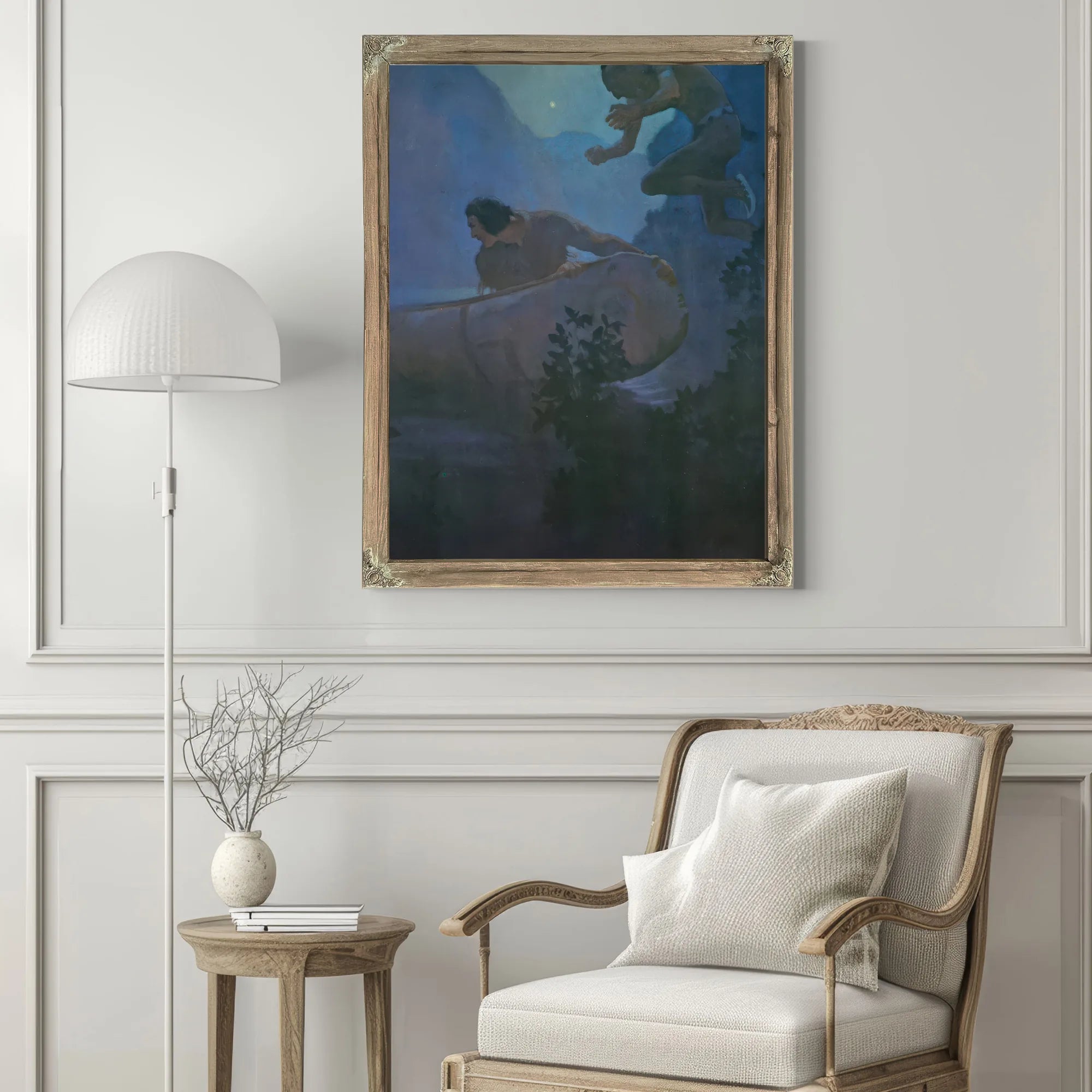 Deerslayer Threw All His Force Into A Desperate Effort By NC Wyeth Fine Art Print