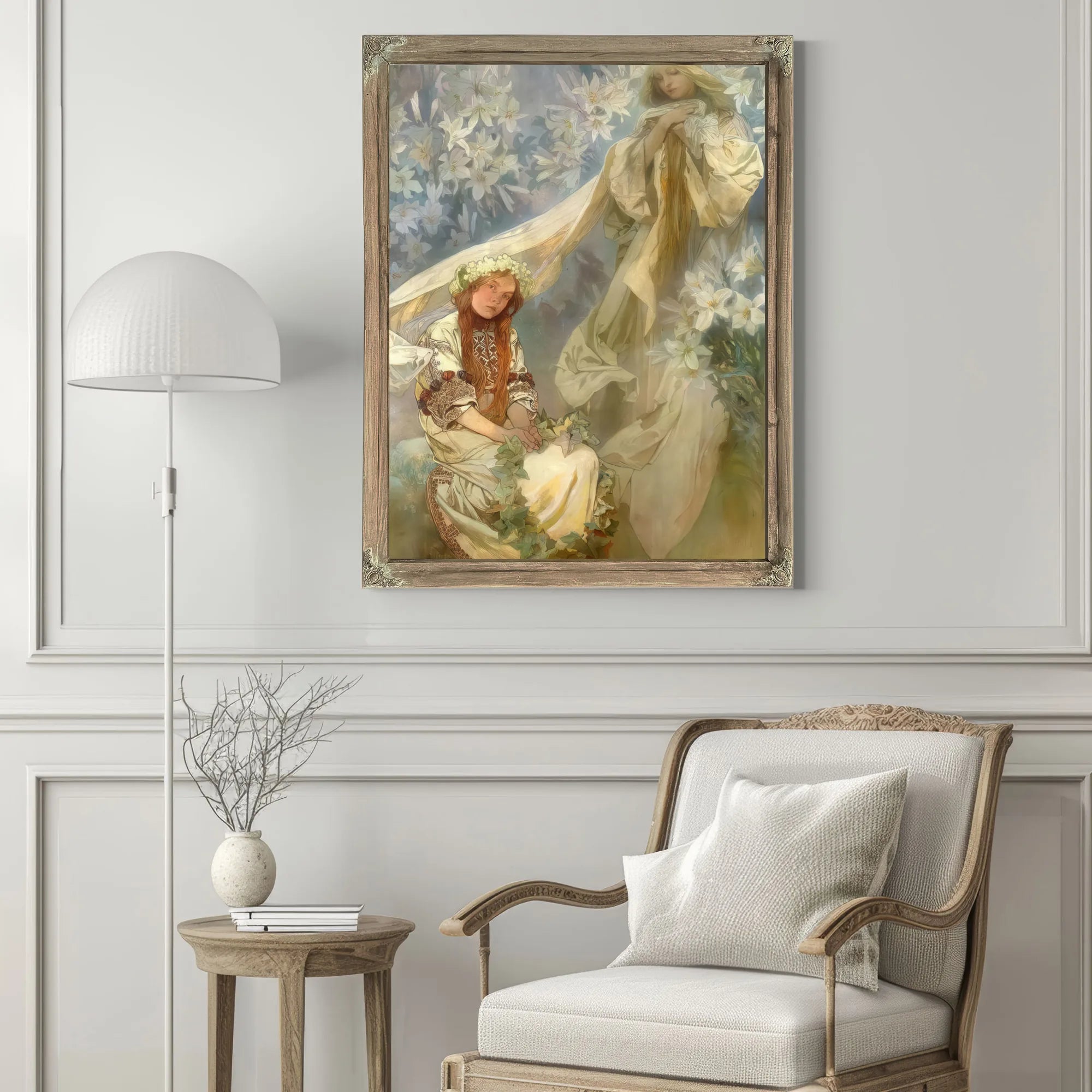 Madonna Of The Lilies By Alphonse Mucha Fine Art Print