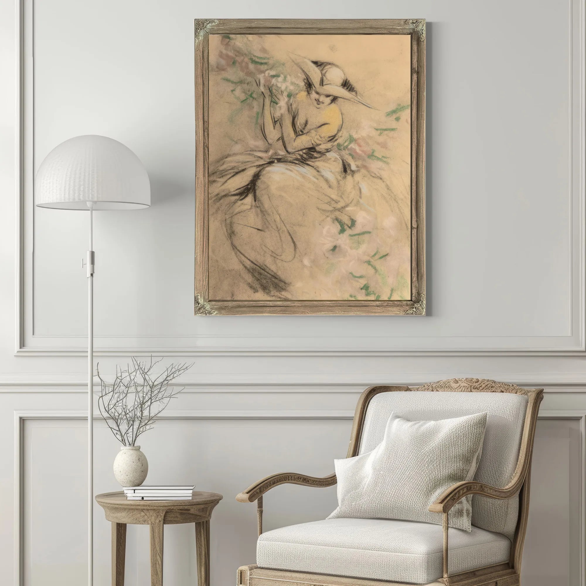 Lady In Flower Garden By Louis Icart Fine Art Print