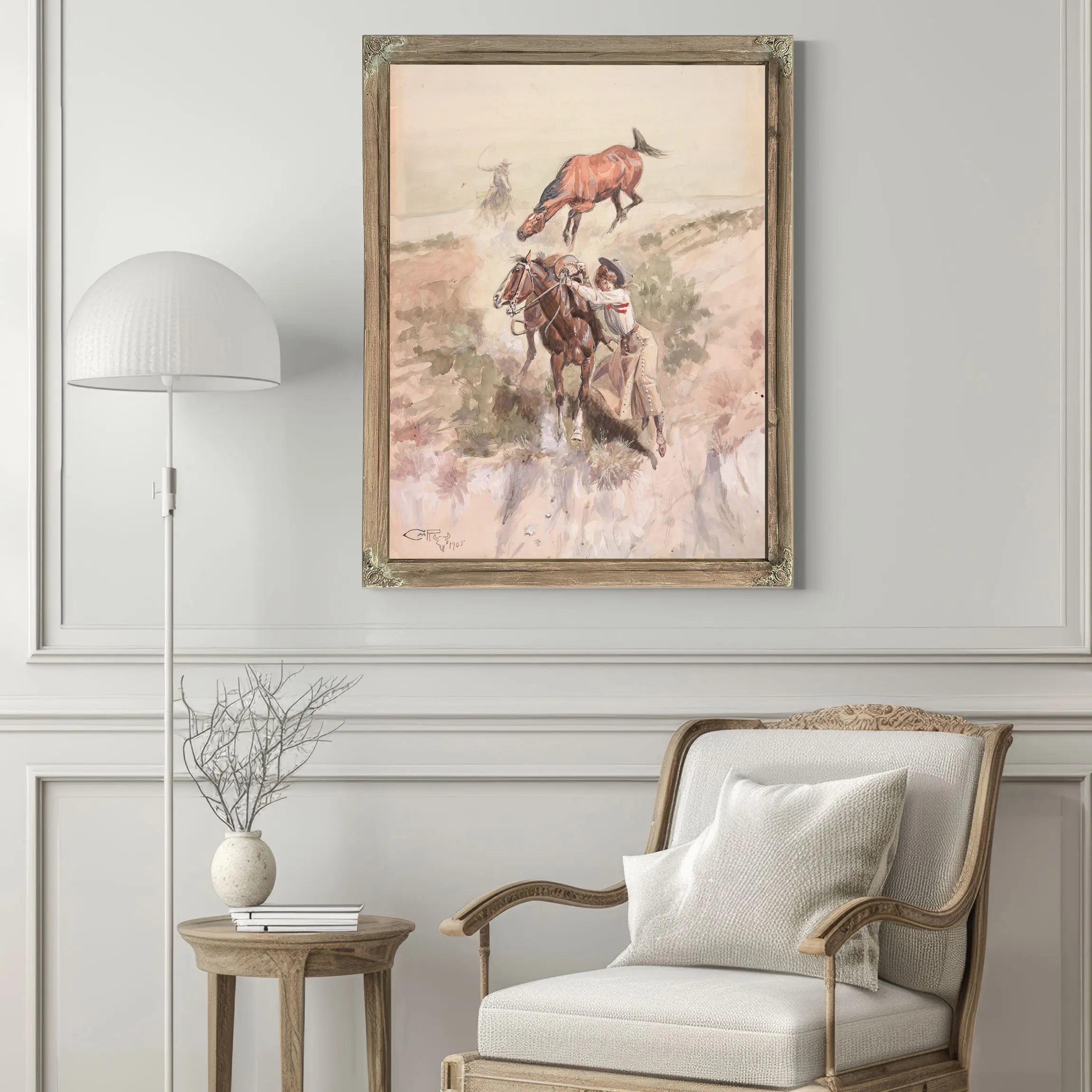 Throwing Herself From The Saddle by Charles Marion Russell