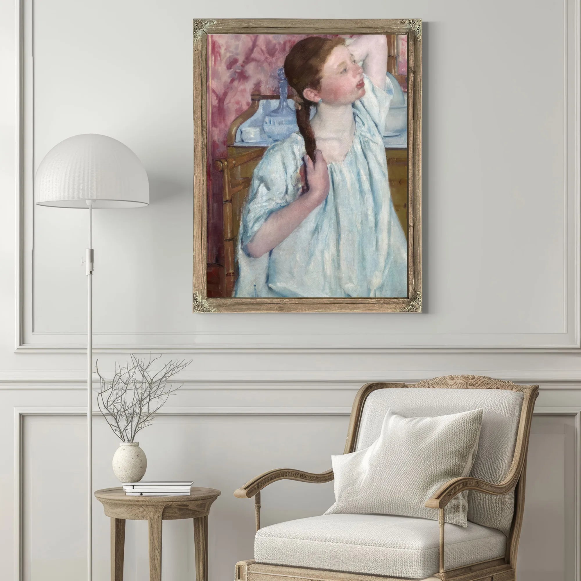 Girl Arranging Her Hair By Mary Cassatt Fine Art Print