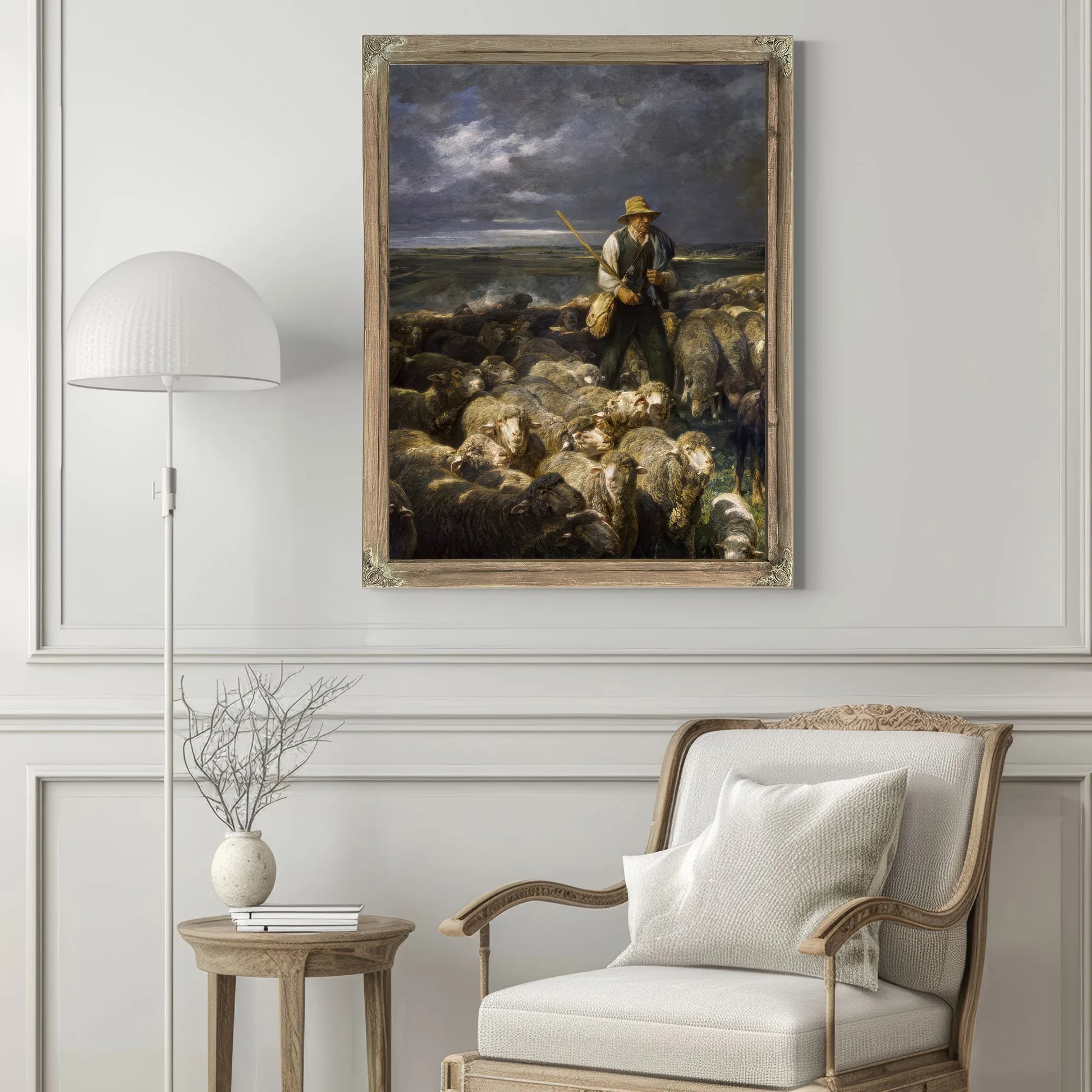 Shepherd And His Flock By Charles Emile Jacque Fine Art Print