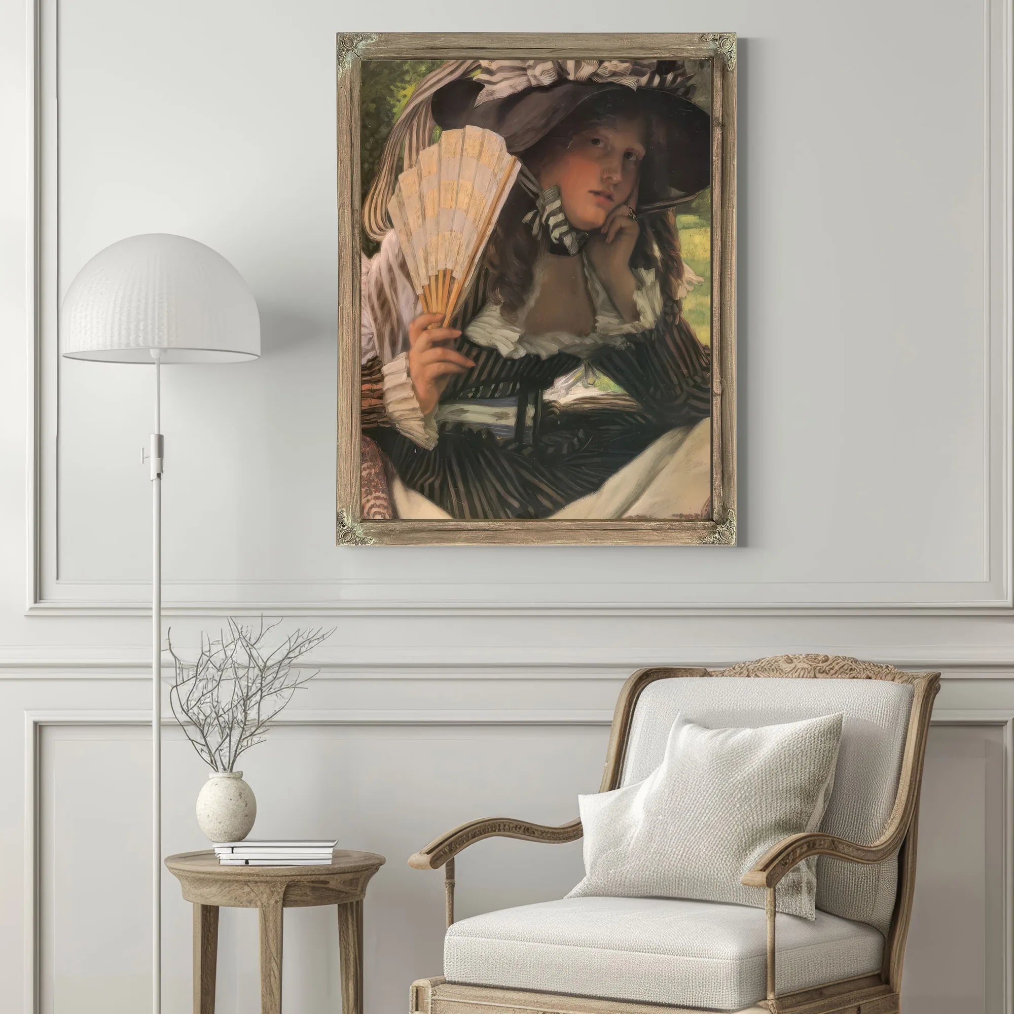 Jeune Femme A L'eventail By James Tissot Fine Art Print