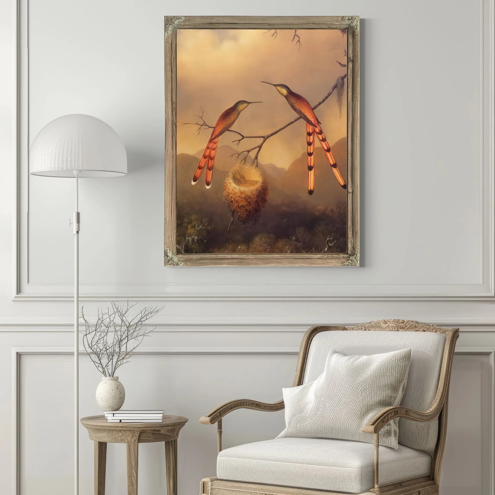 Two Hummingbirds With Their Young By Martin Johnson Heade Fine Art Print