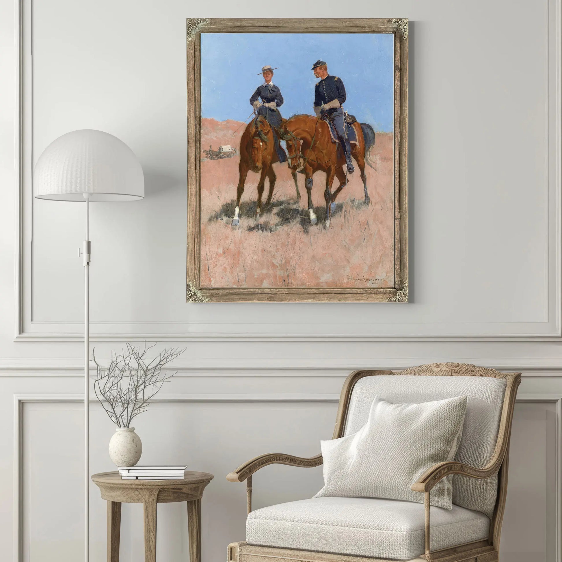 Belle Mckeever And Lt Edgar Wheelock C by Frederic Remington