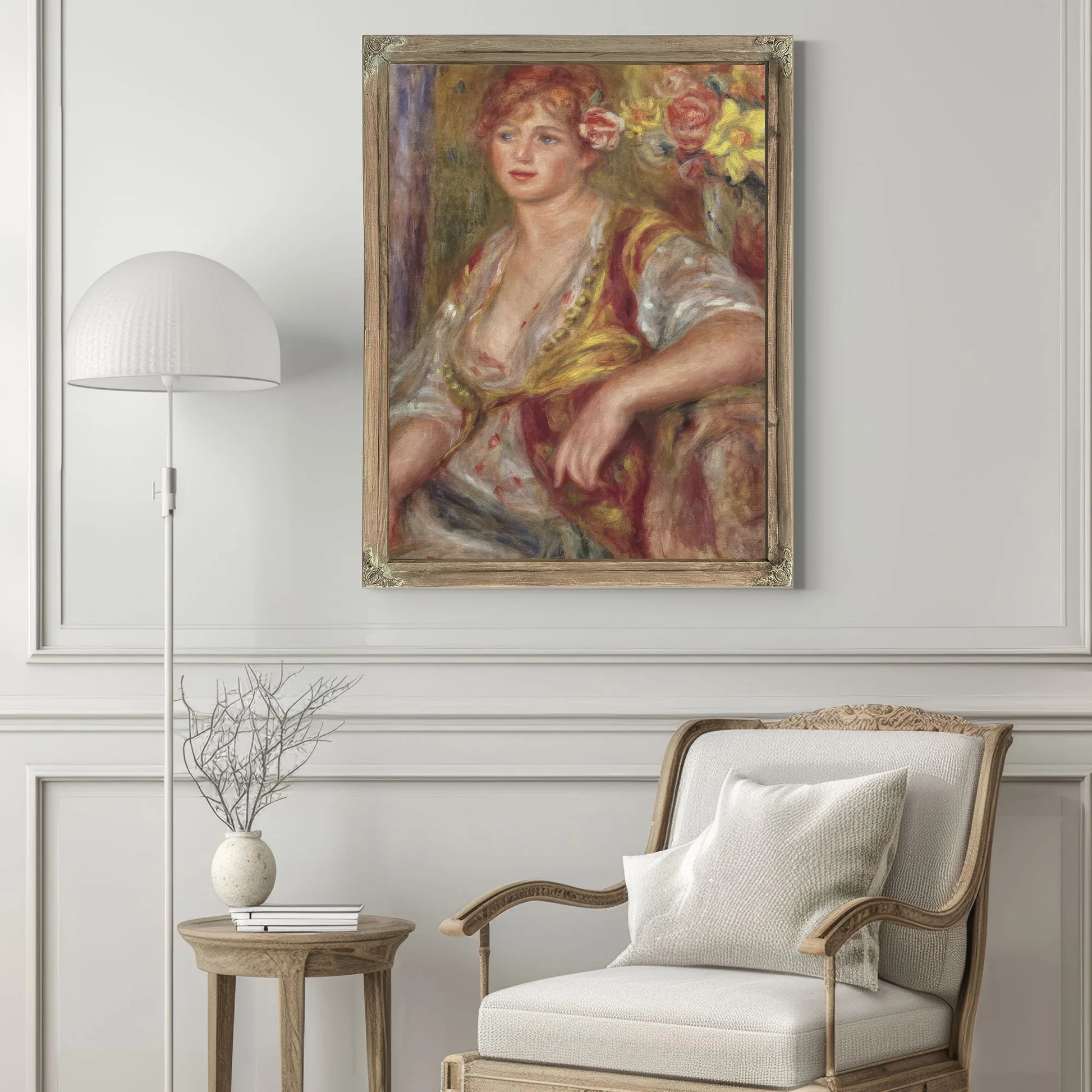 Blonde Woman With A Rose By Pierre Auguste Renoir Fine Art Print