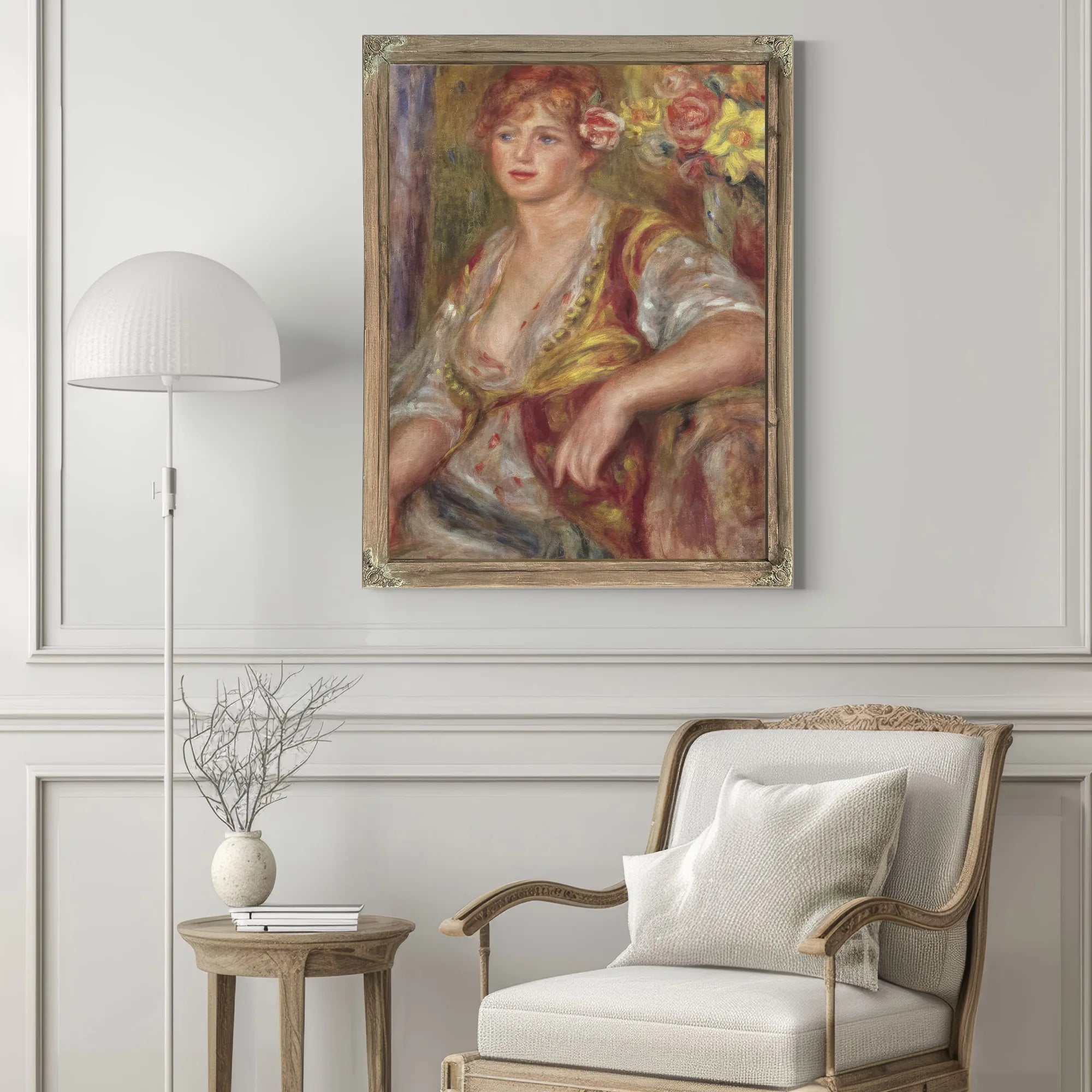 Blonde Woman With A Rose By Pierre Auguste Renoir Fine Art Print